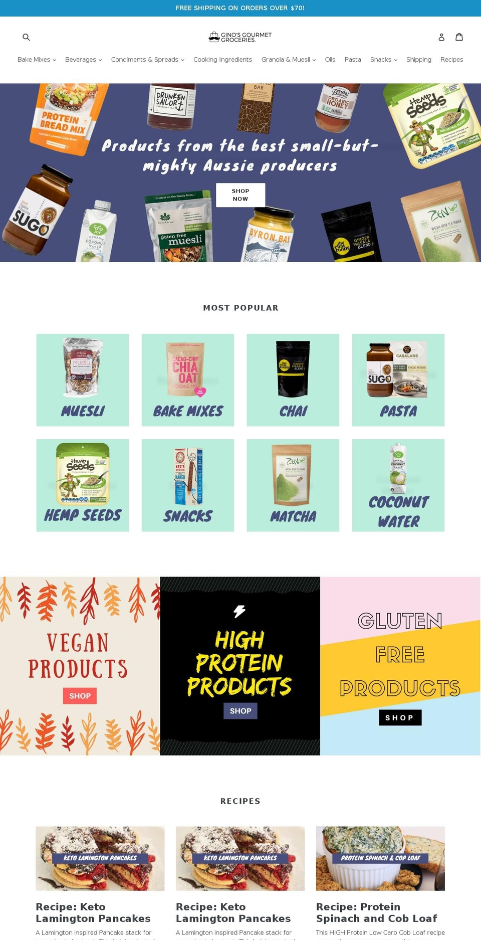 ginosgourmet.com — Shopify storefront screenshot