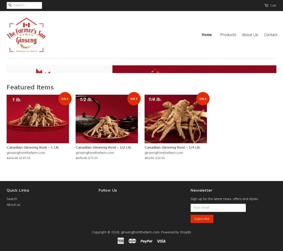 ginsengfromthefarm.com — Shopify storefront screenshot