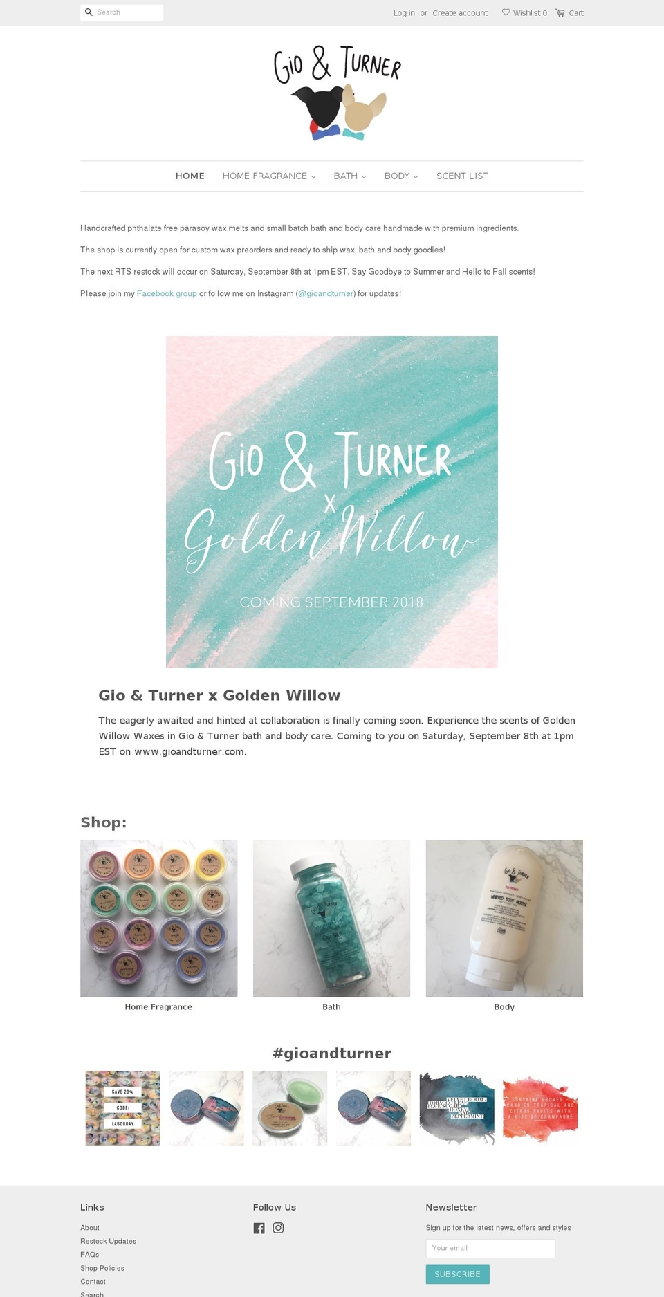 gioandturner.com — Shopify storefront screenshot