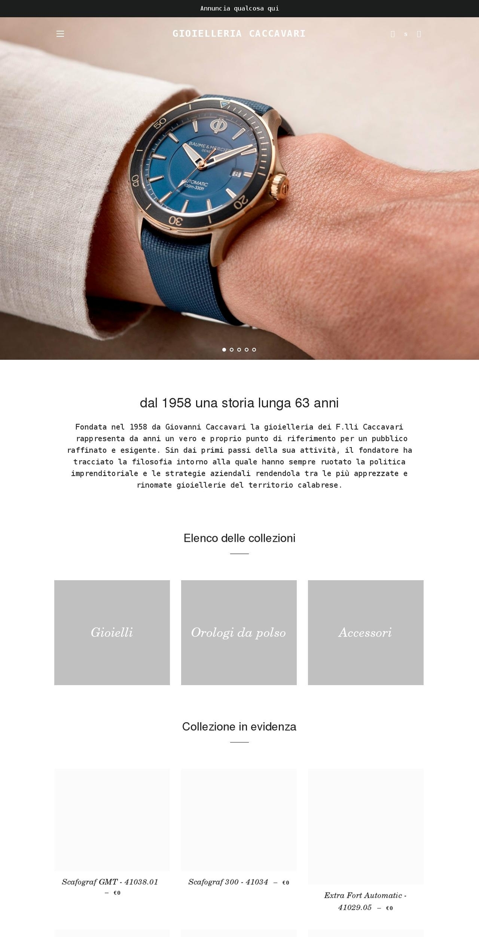 gioielleriacaccavari.it shopify website screenshot