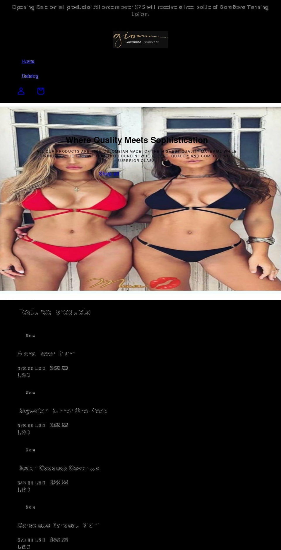 giovannaswimwear.com shopify website screenshot