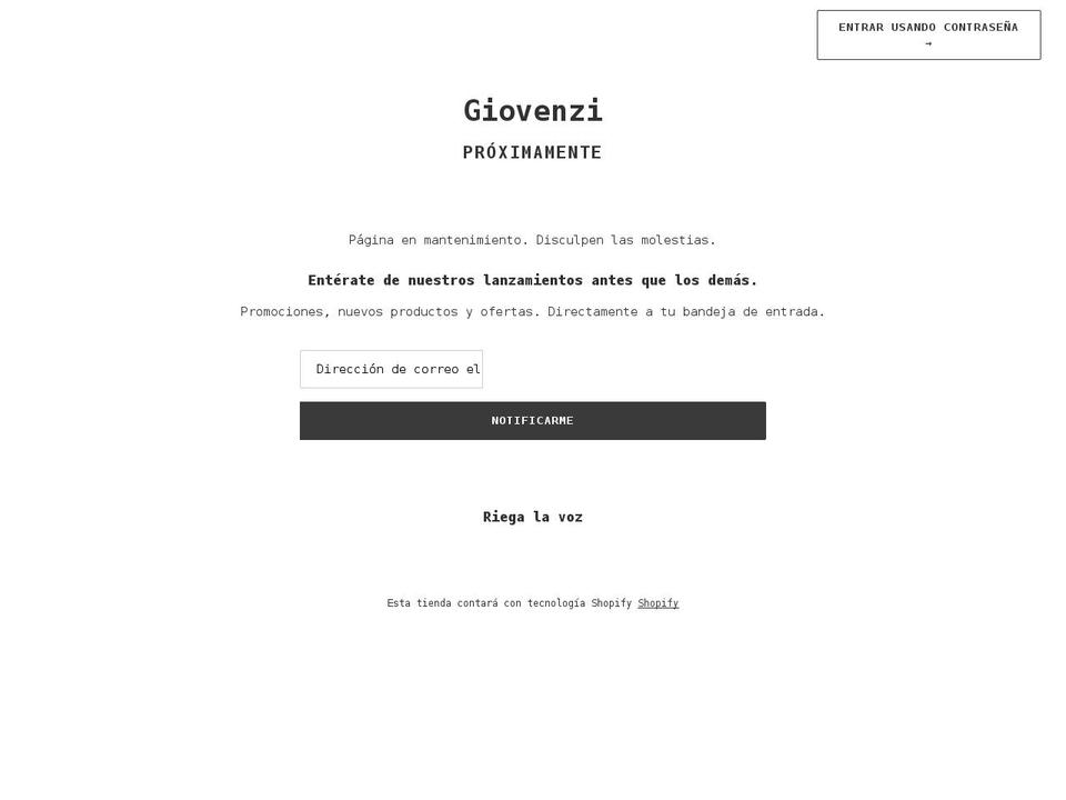 giovenzi.com shopify website screenshot