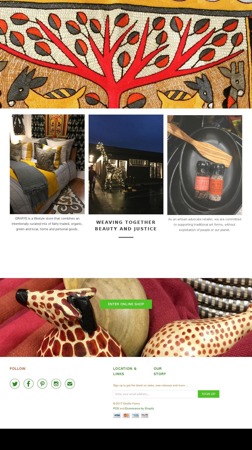 giraffehome.com shopify website screenshot