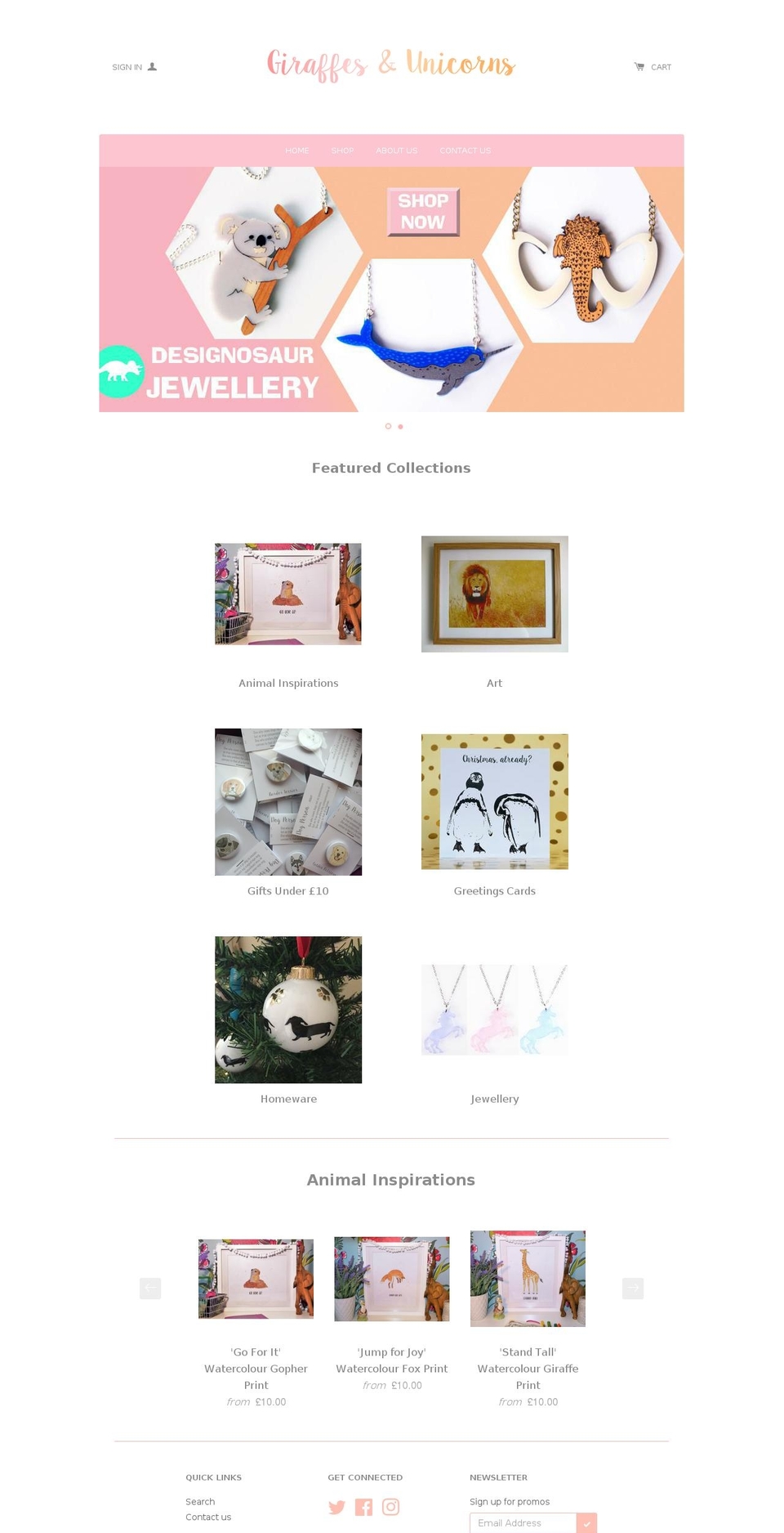 giraffesandunicorns.com — Shopify storefront screenshot