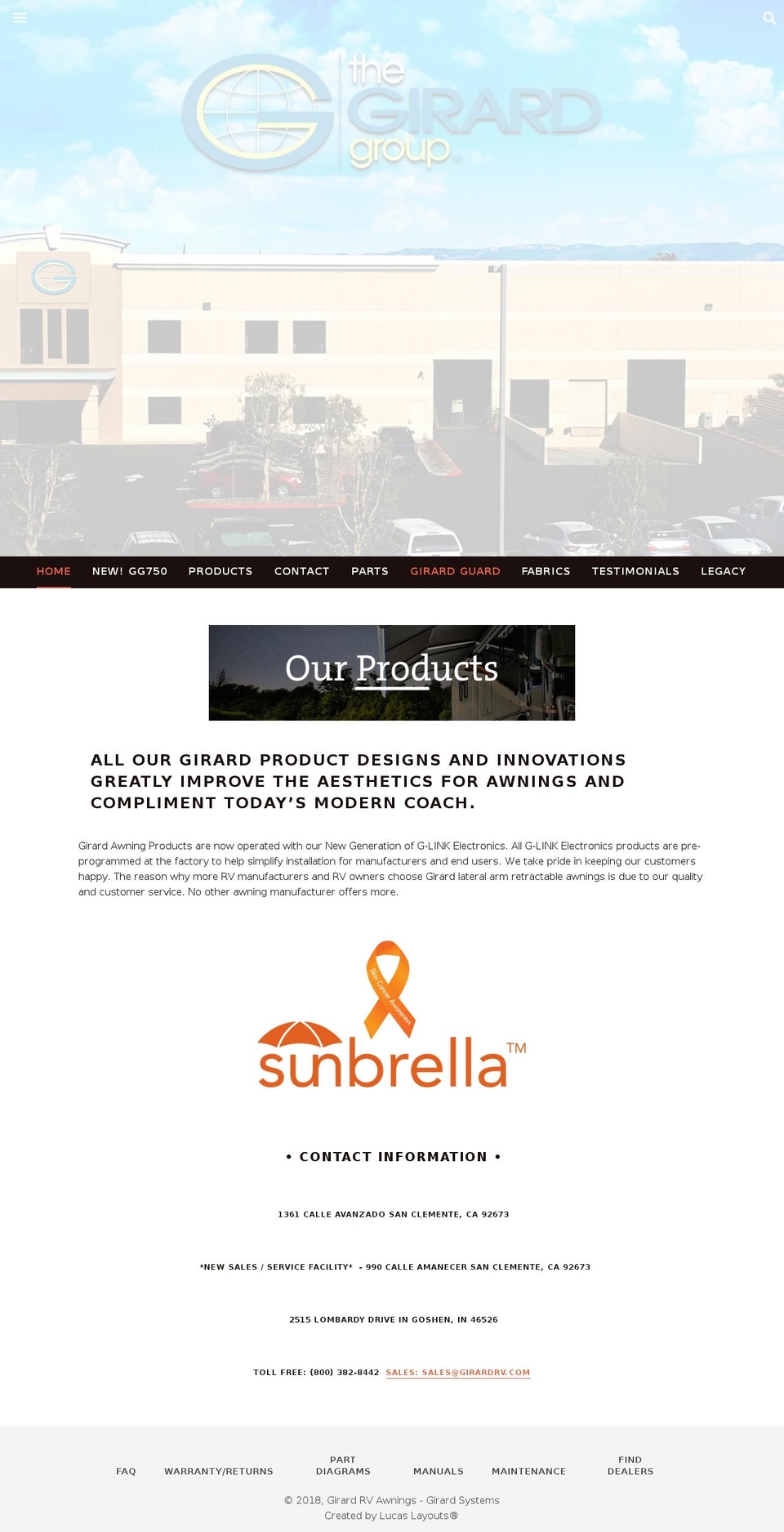 girardsystemsawnings.com — Shopify storefront screenshot