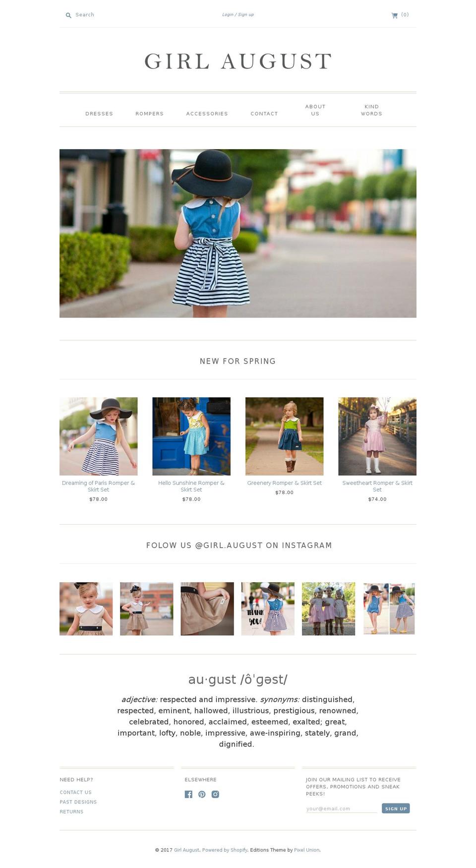 girlaugust.com shopify website screenshot