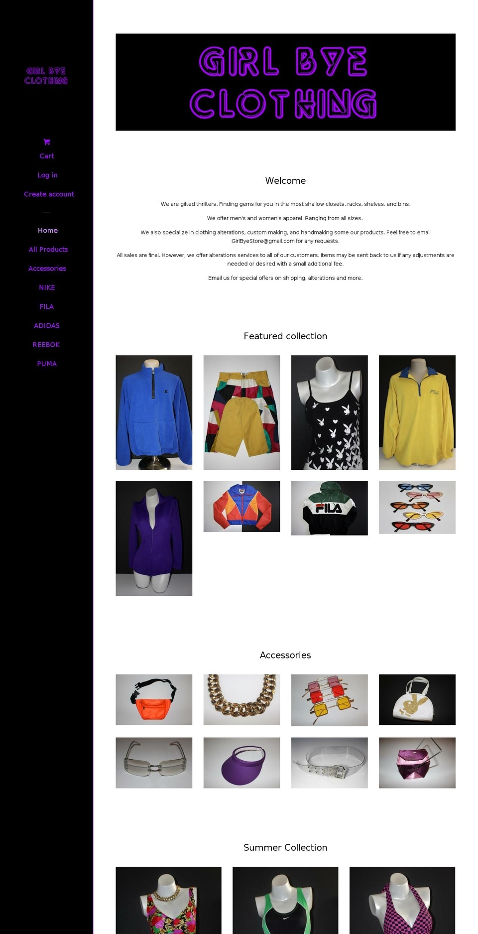 girlbyeclothing.com — Shopify storefront screenshot