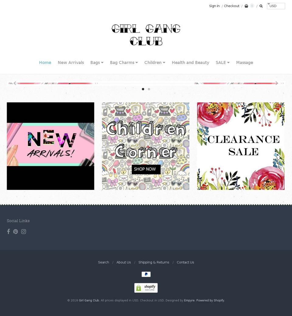 girlgangclub.com — Shopify storefront screenshot