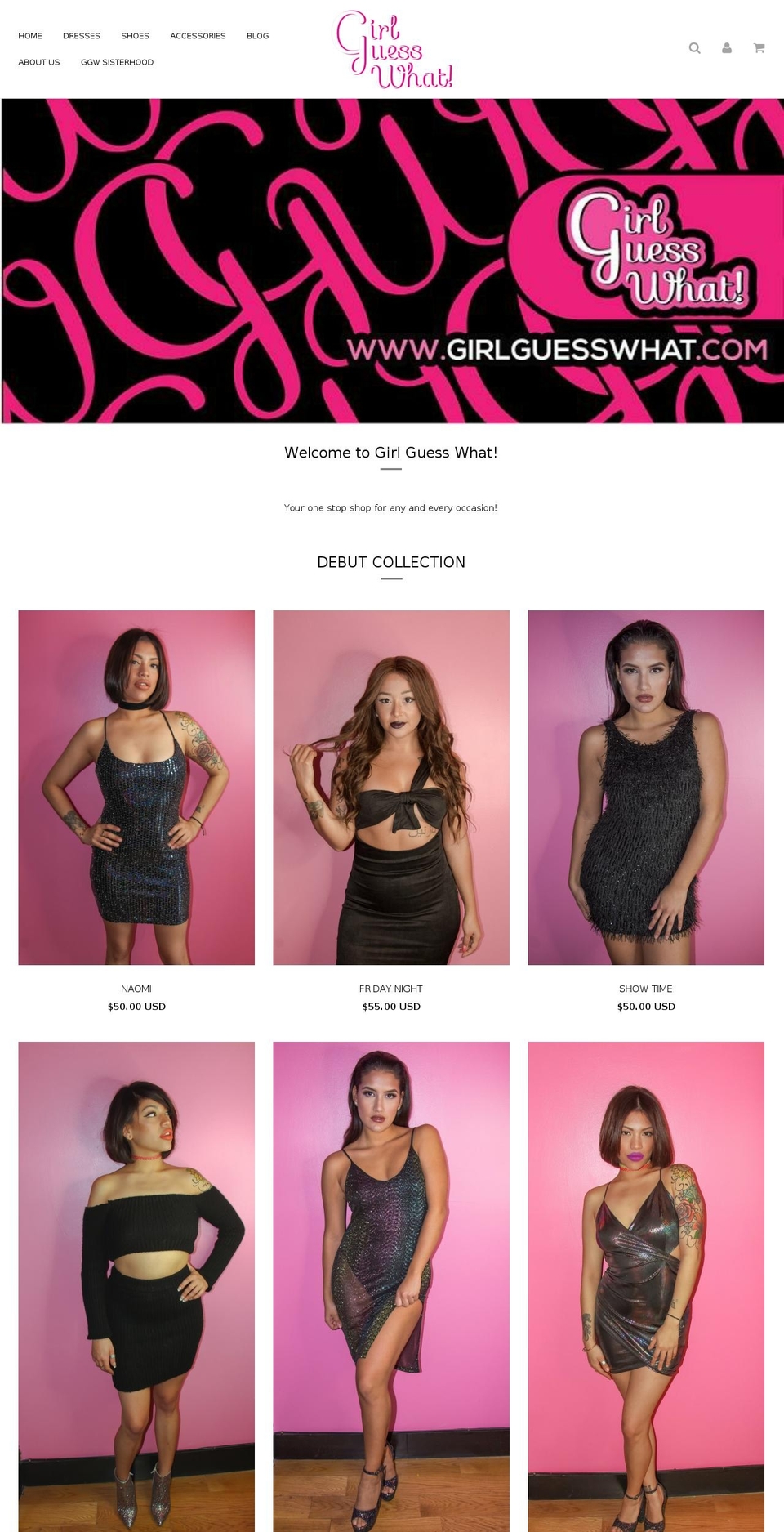 girlguesswhat.com shopify website screenshot