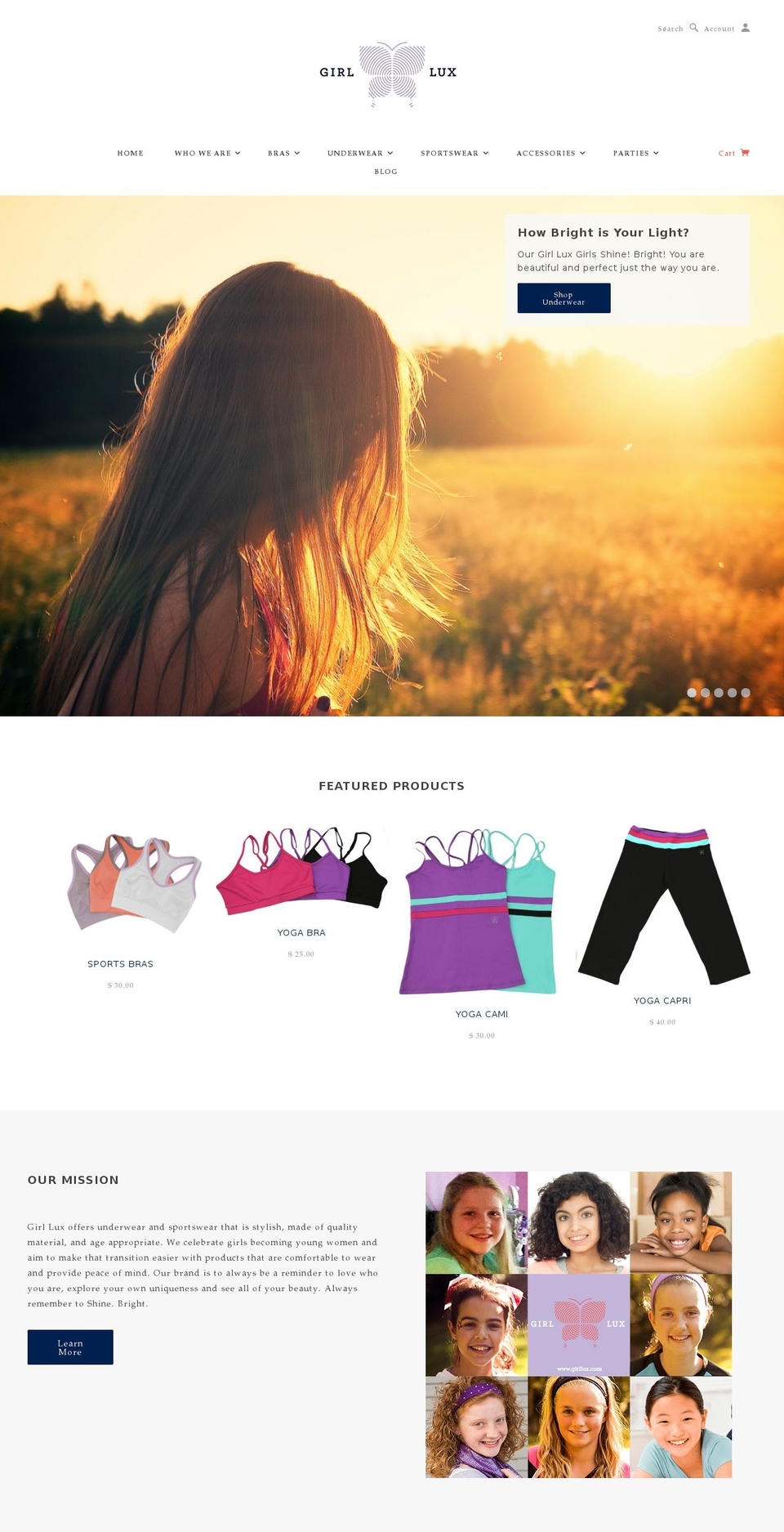 girllux.com shopify website screenshot