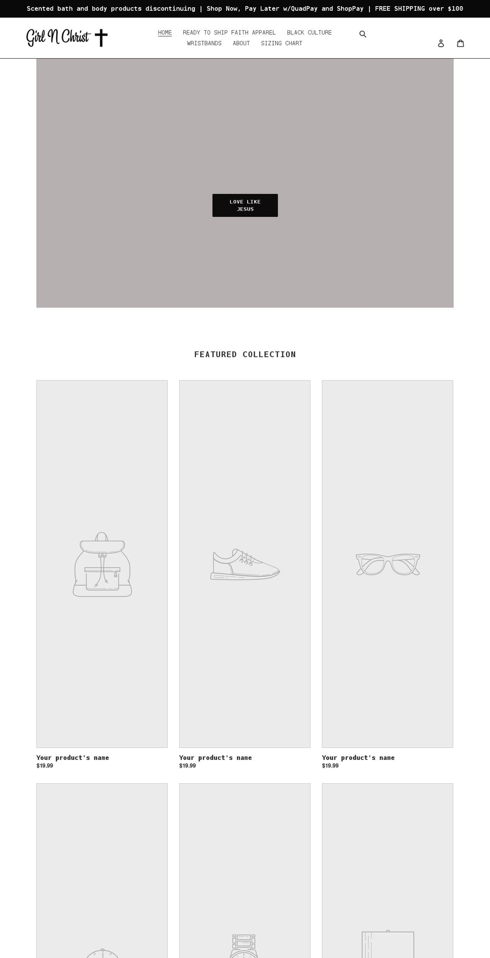 girlnchrist.com shopify website screenshot