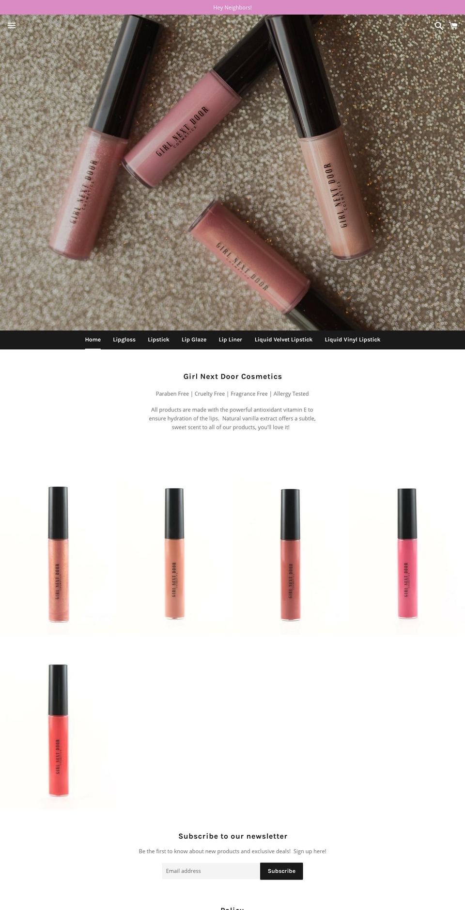 girlnextdoorcosmetics.com — Shopify storefront screenshot
