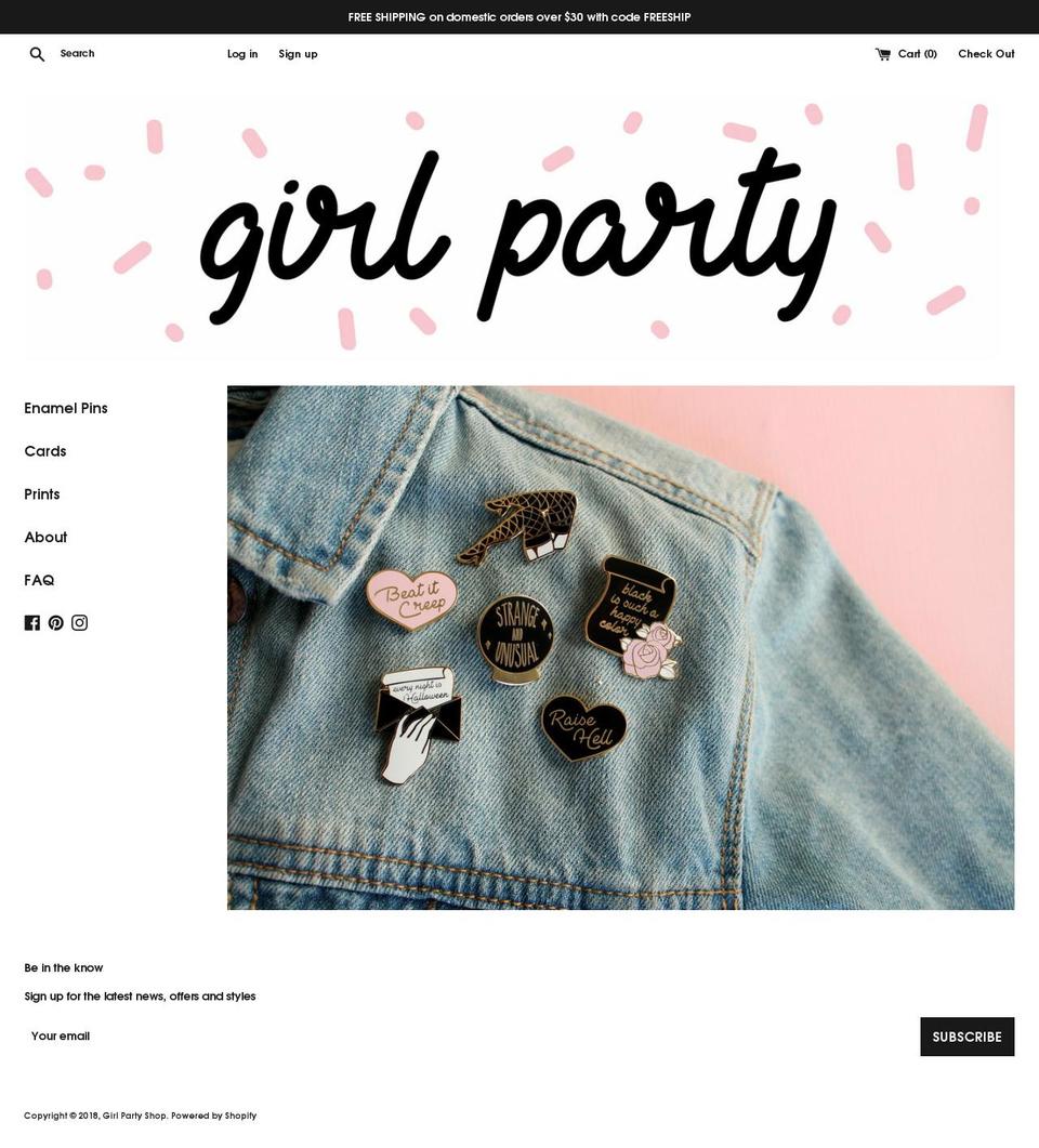 girlpartyshop.com shopify website screenshot