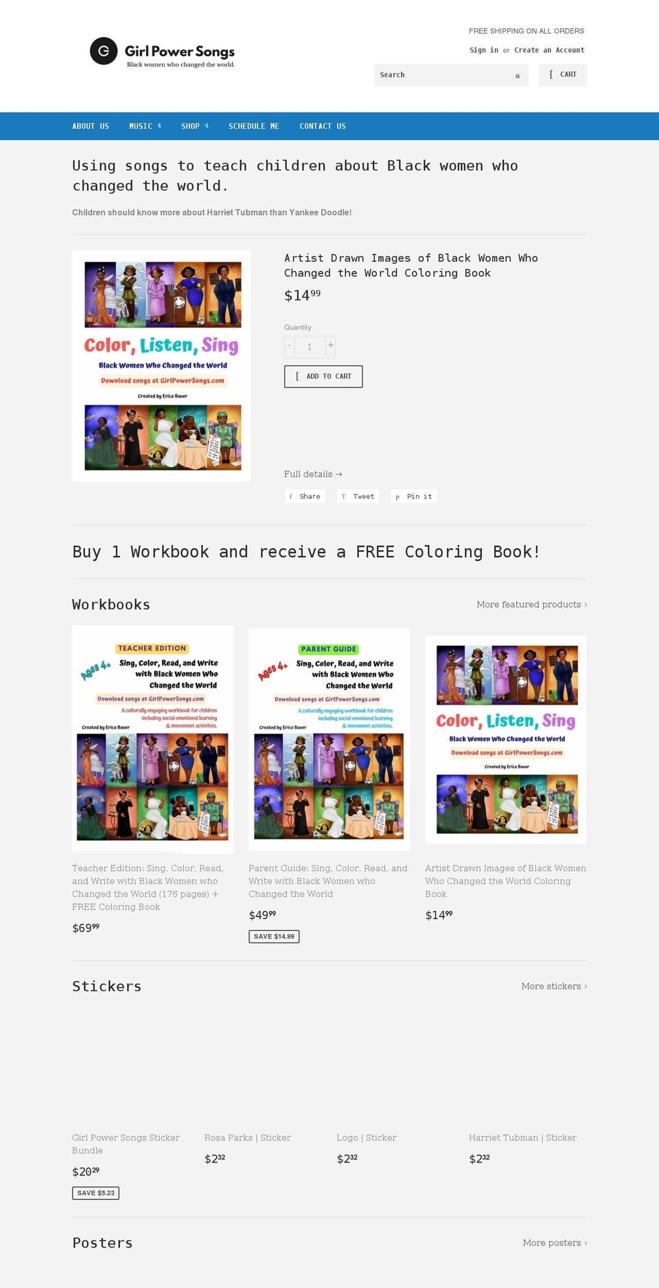 girlpowersongs.com shopify website screenshot