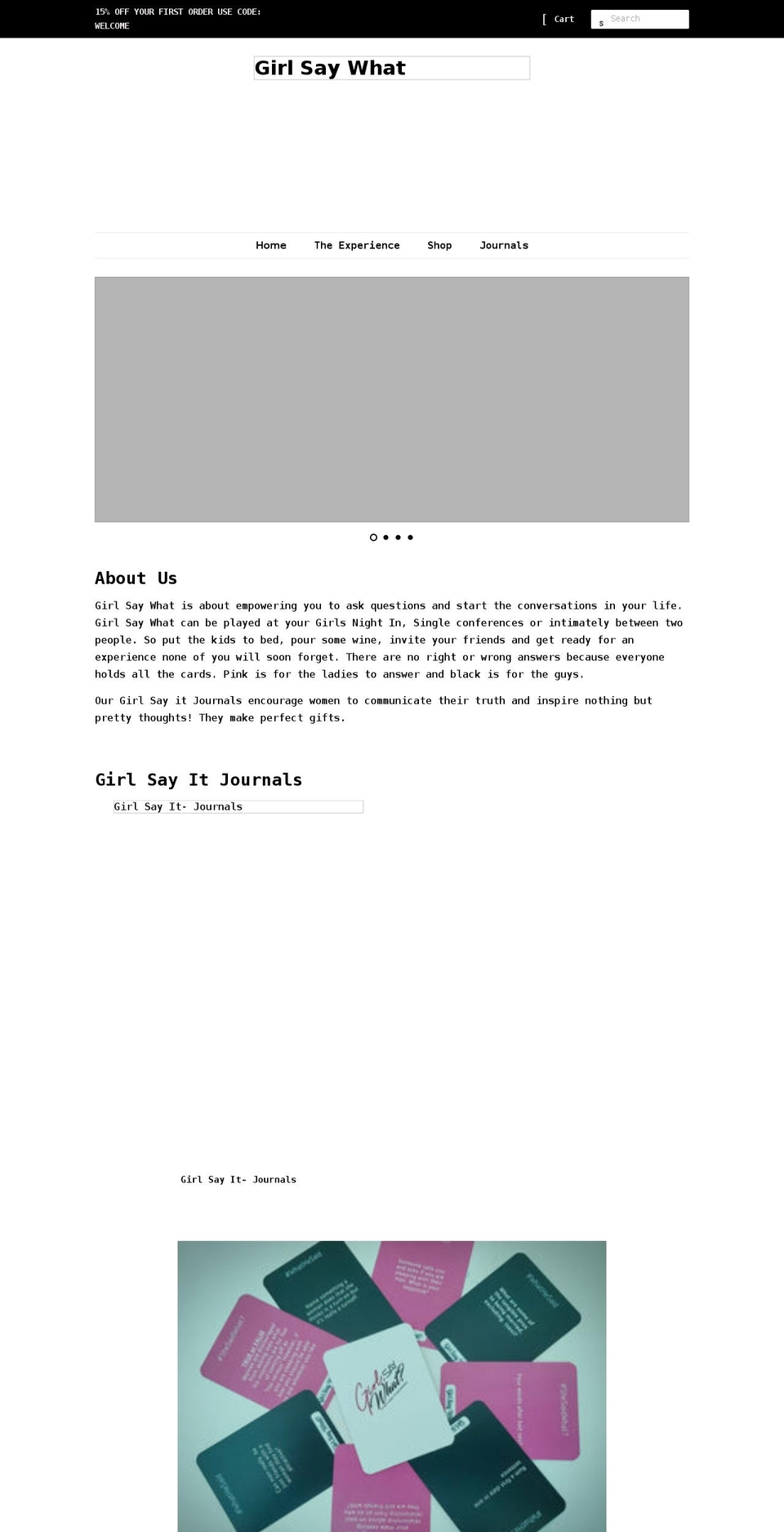 girlsaywhat.org shopify website screenshot