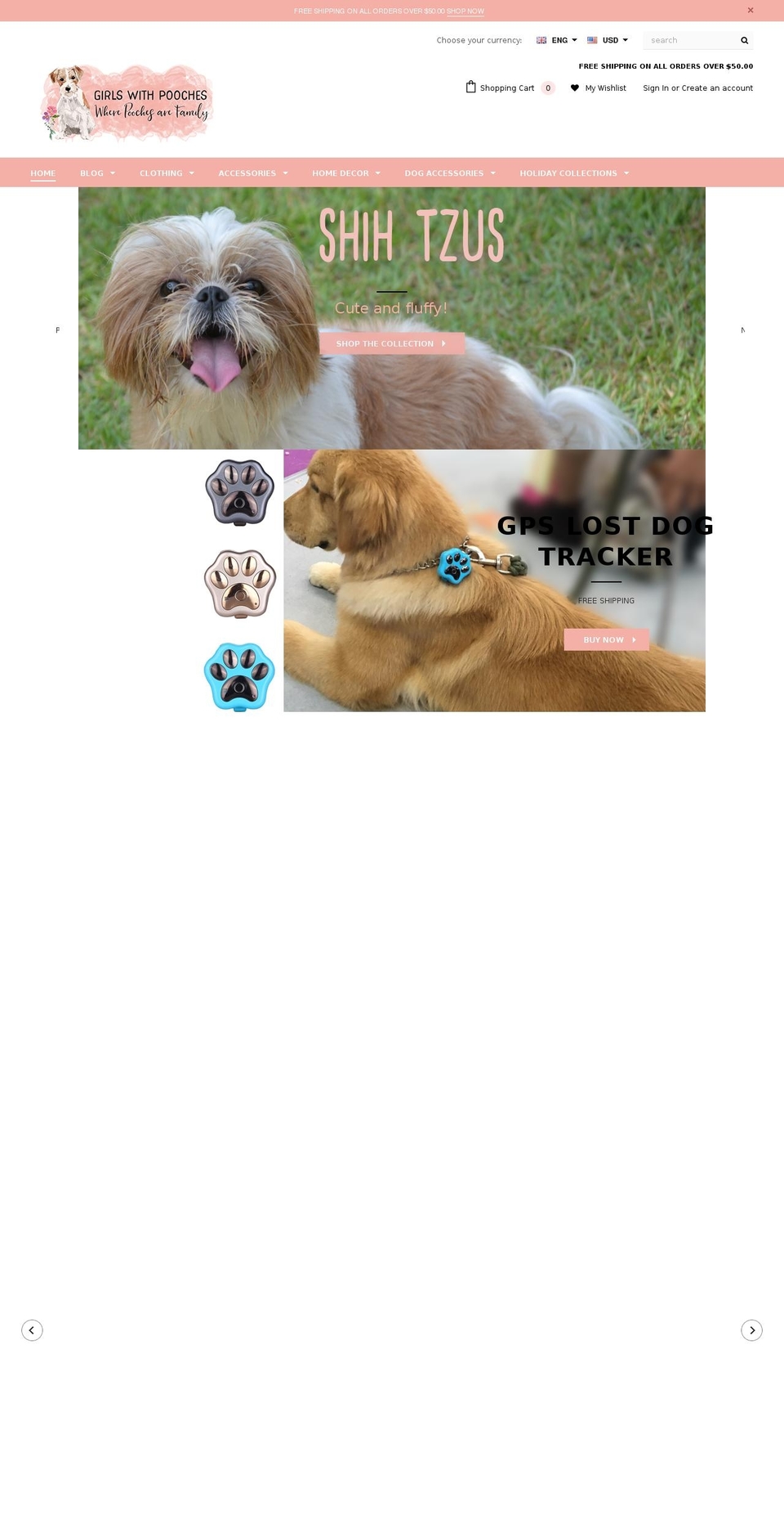 girlswithpooches.com shopify website screenshot