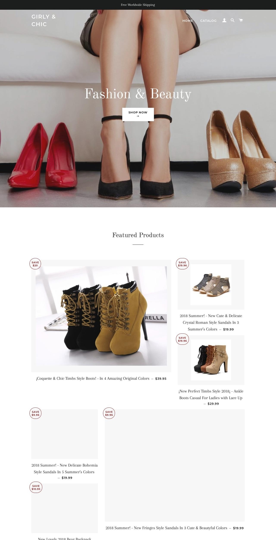 girlyandchic.com — Shopify storefront screenshot