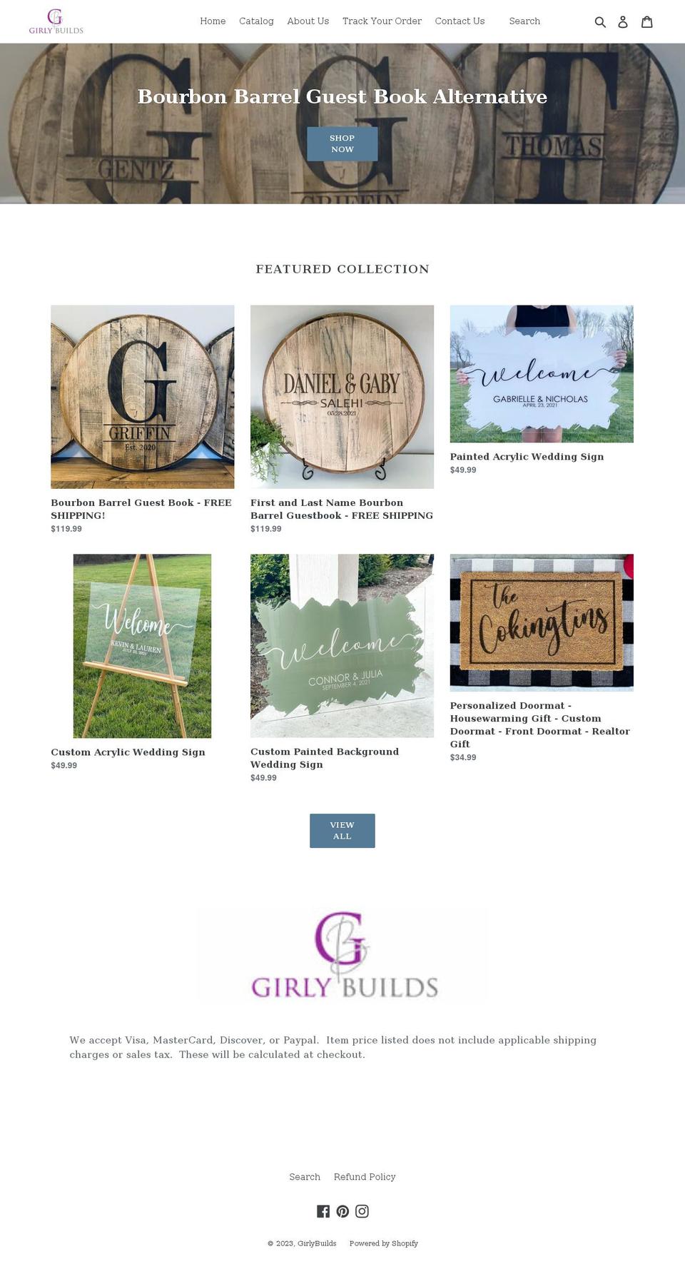 girlybuilds.com shopify website screenshot