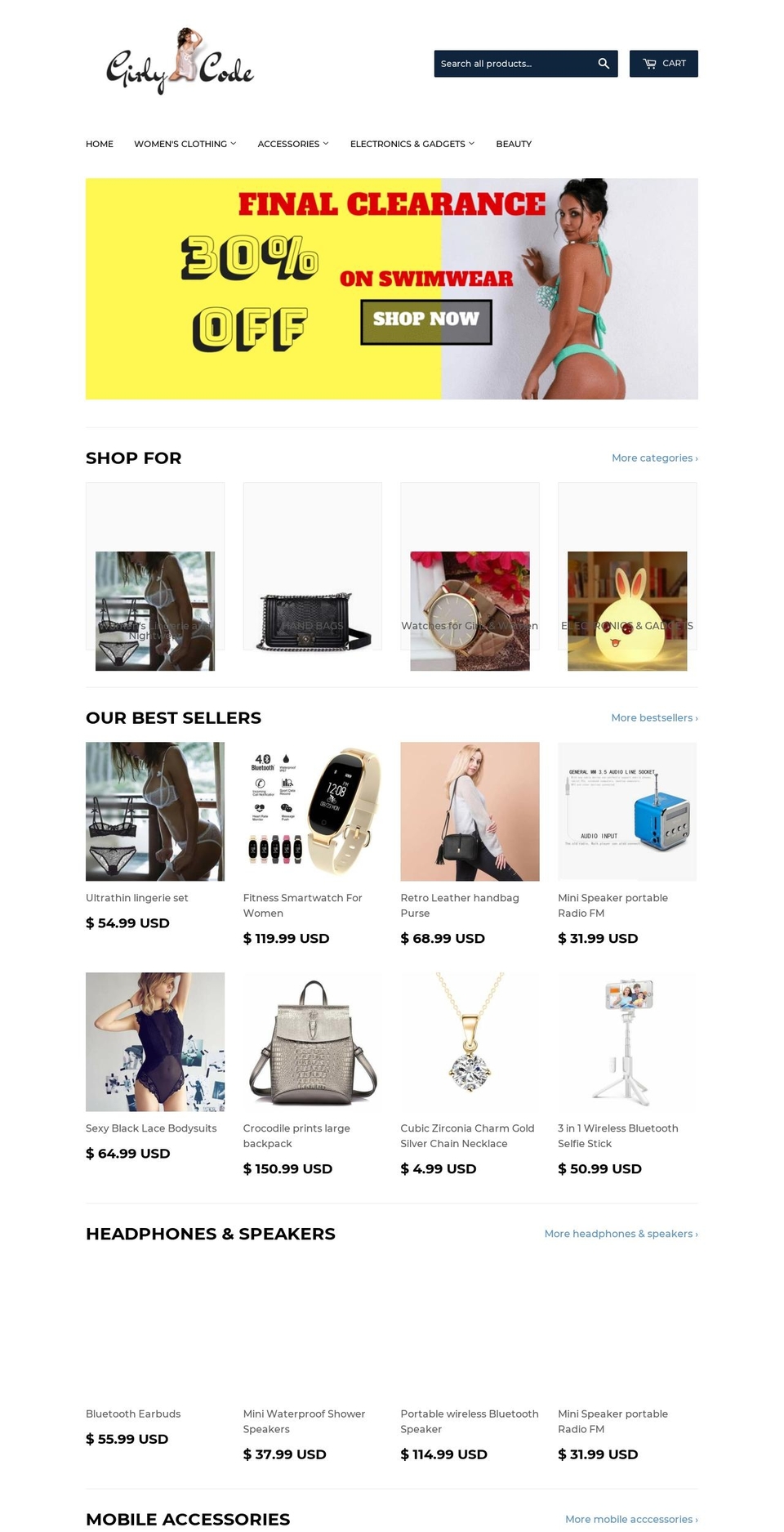 girlycode.com — Shopify storefront screenshot