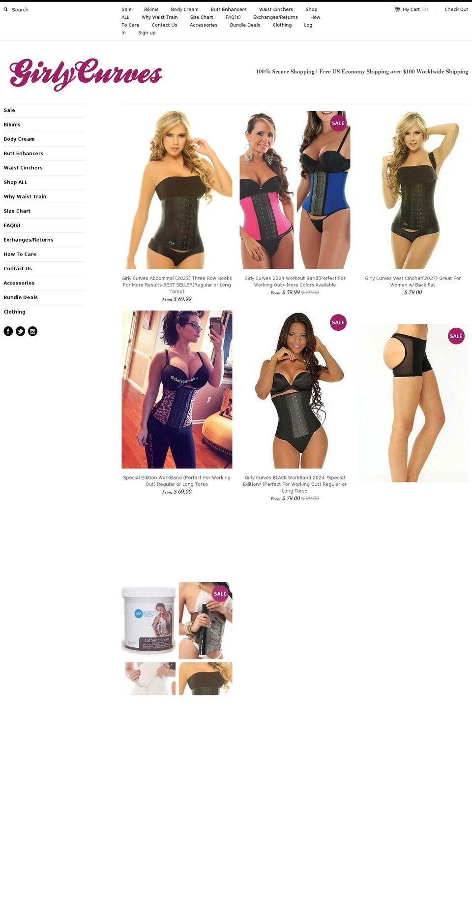 girlycurves.com shopify website screenshot