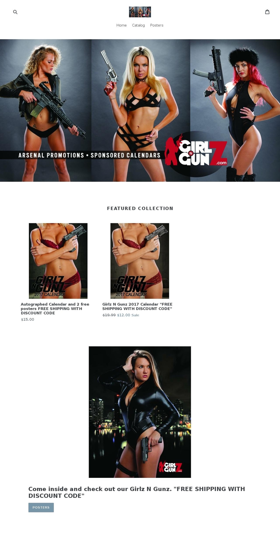 girlzngunz.com shopify website screenshot
