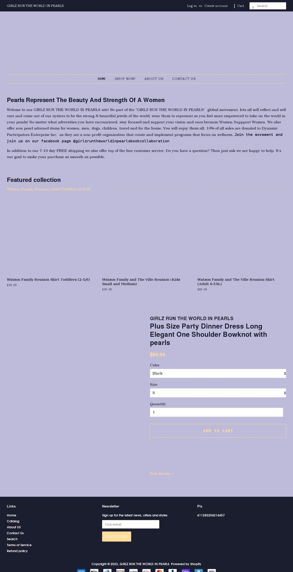 girlzruntheworldinpearls.com shopify website screenshot