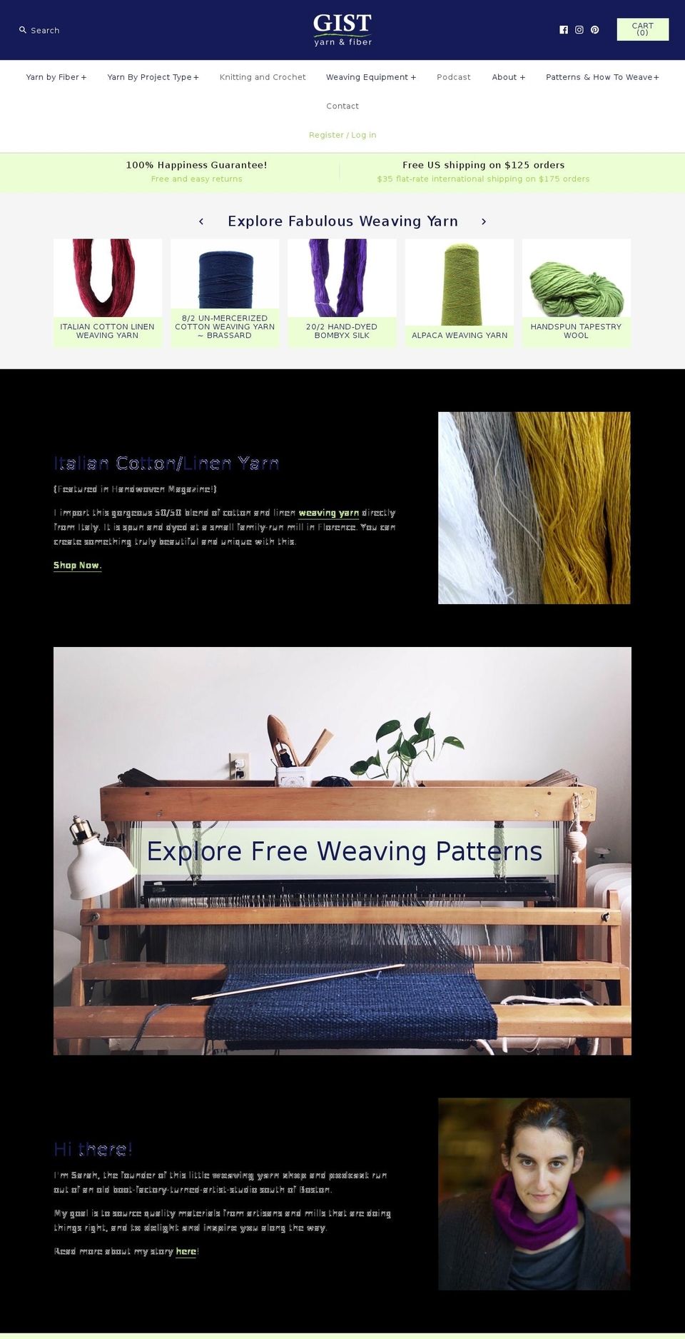 gistyarn.com shopify website screenshot