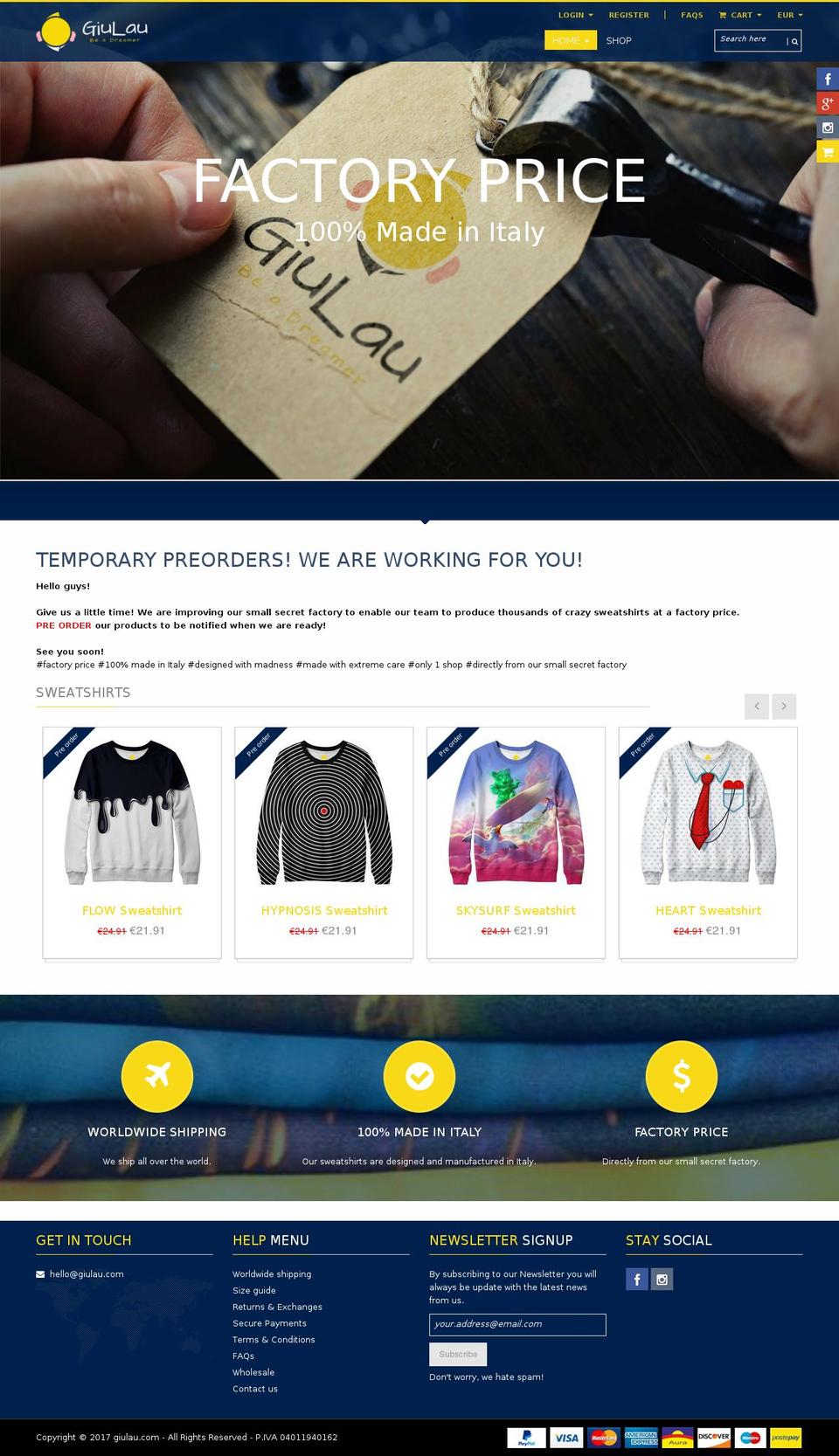 giulau.com shopify website screenshot