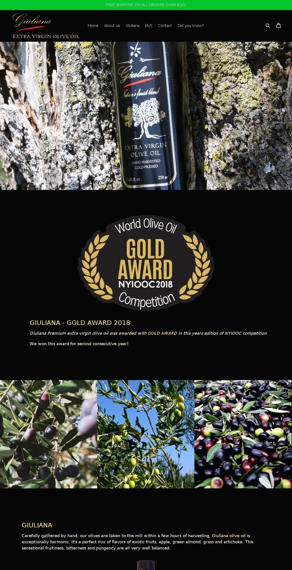 giuliana-oliveoil.com — Shopify storefront screenshot
