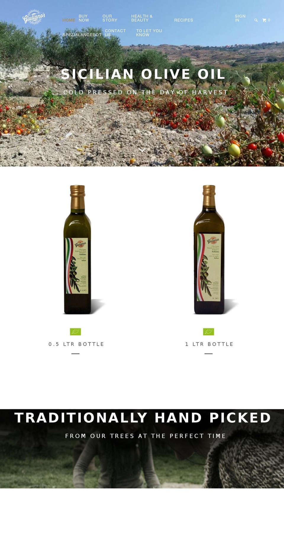 giulianosoliveoil.com shopify website screenshot