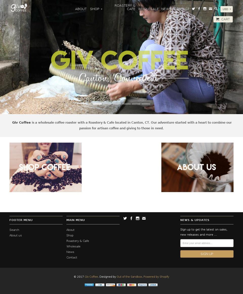 Foodie Shopify theme site example givcoffee.com
