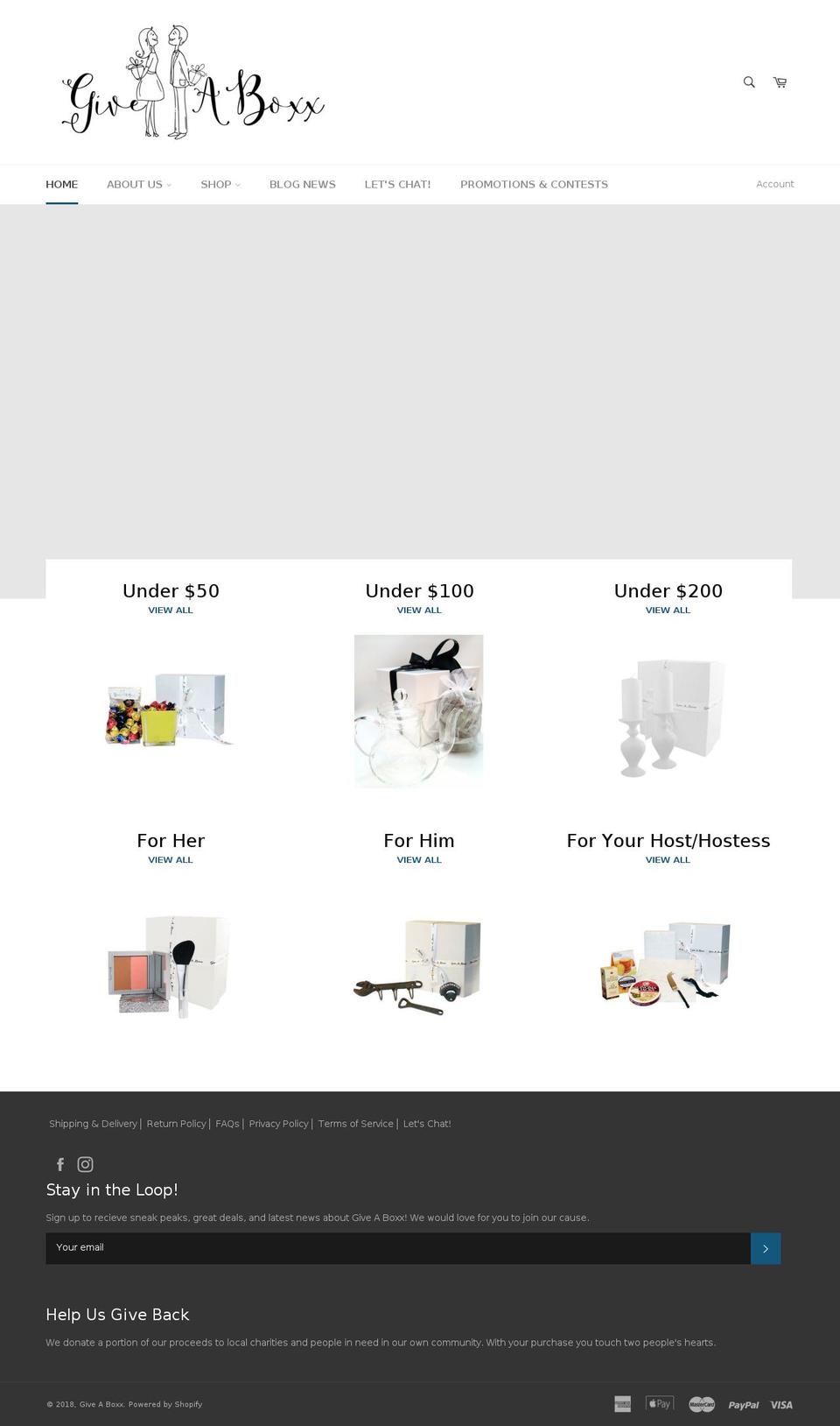 giveaboxx.com shopify website screenshot