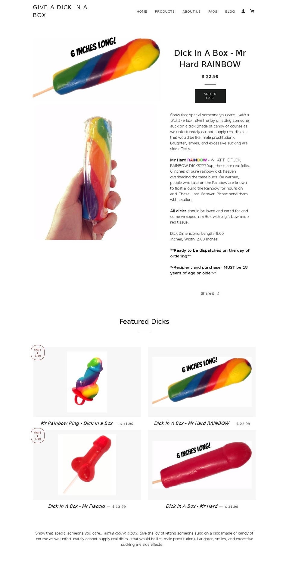 giveadickinabox.com shopify website screenshot