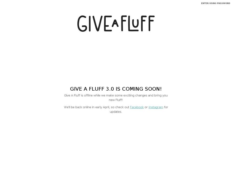 giveafluff.com shopify website screenshot
