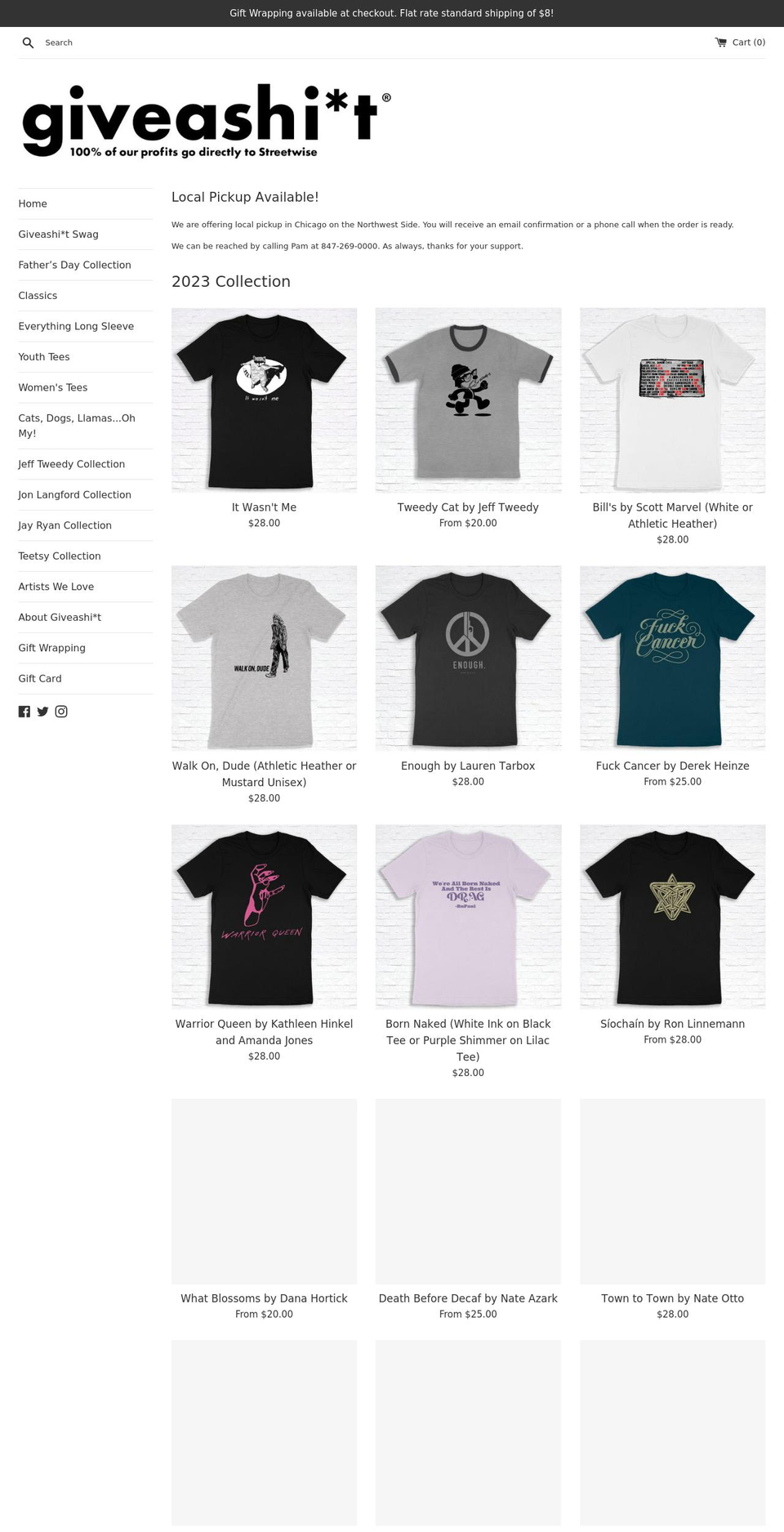 giveashirt.net shopify website screenshot