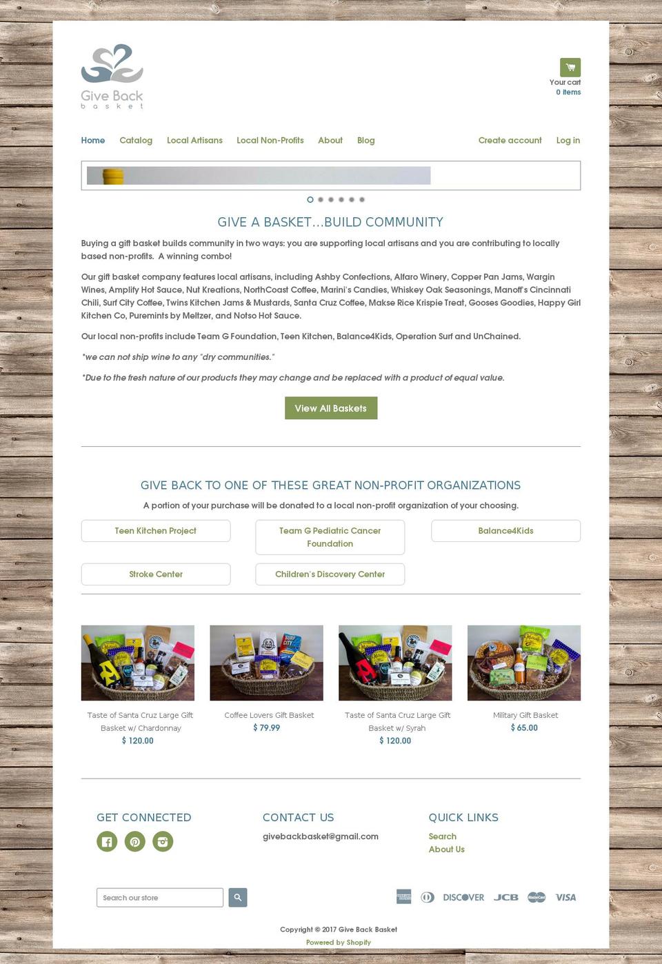 givebackbasket.org shopify website screenshot