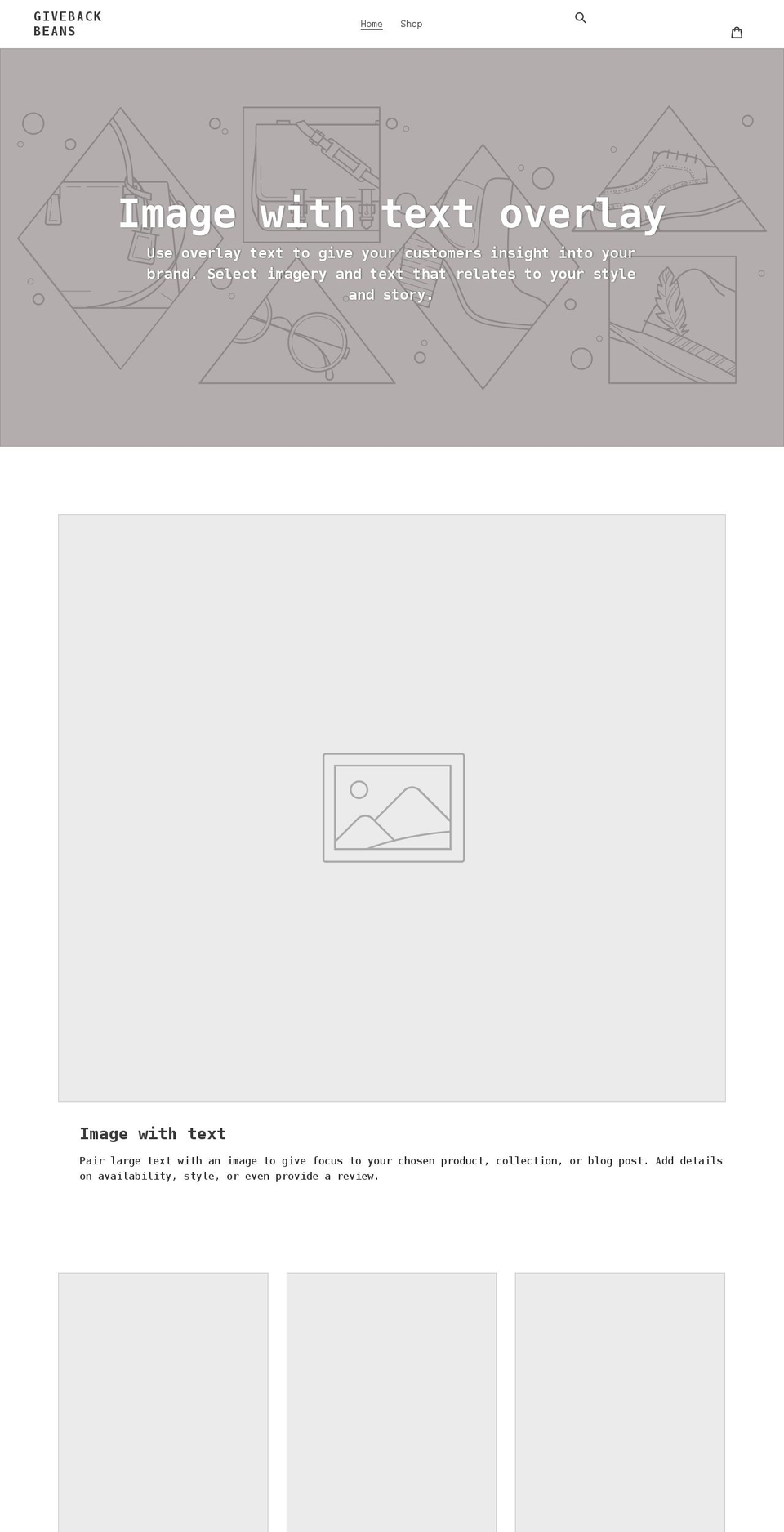 givebackbeans.com shopify website screenshot
