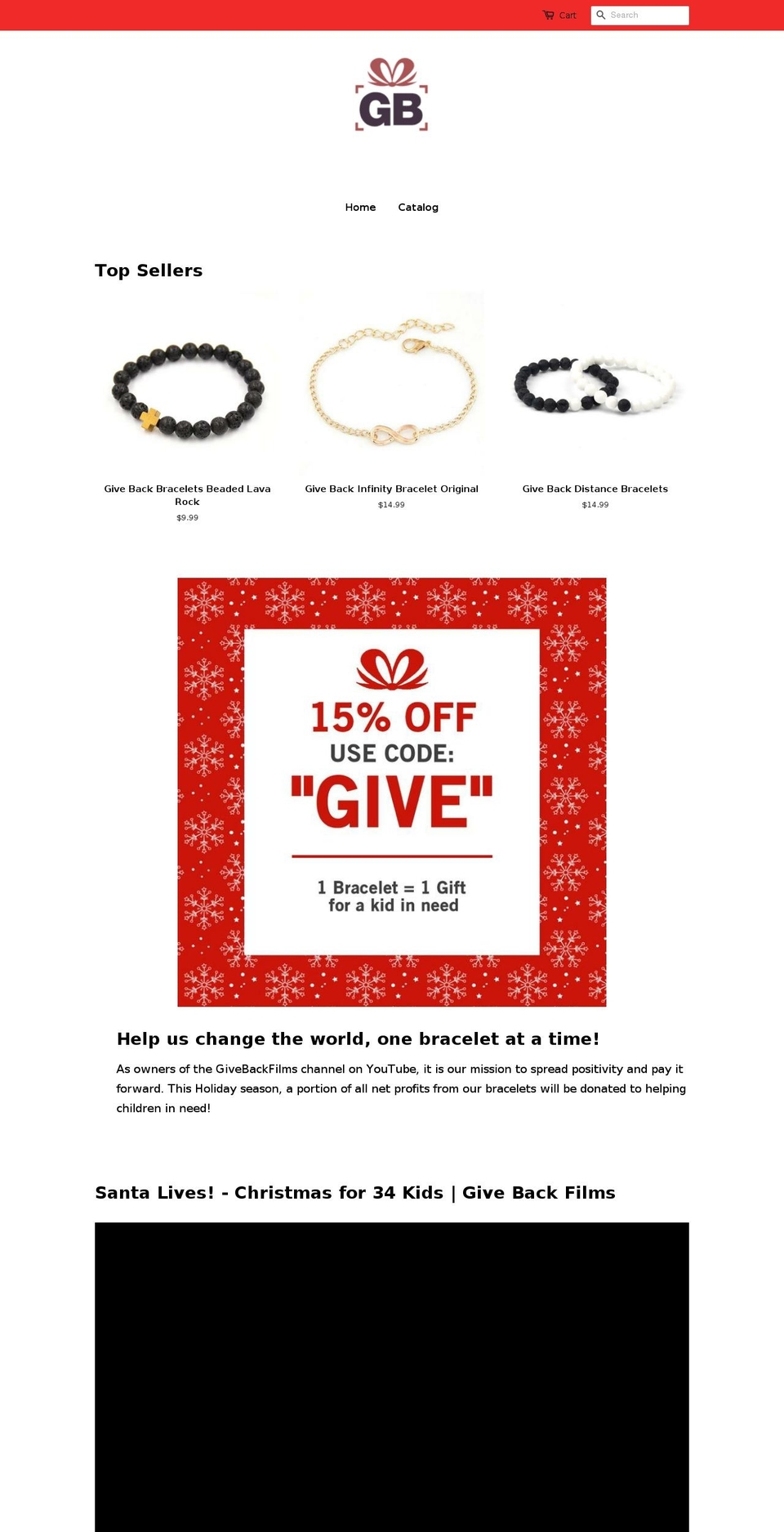 givebackbracelets.com — Shopify storefront screenshot