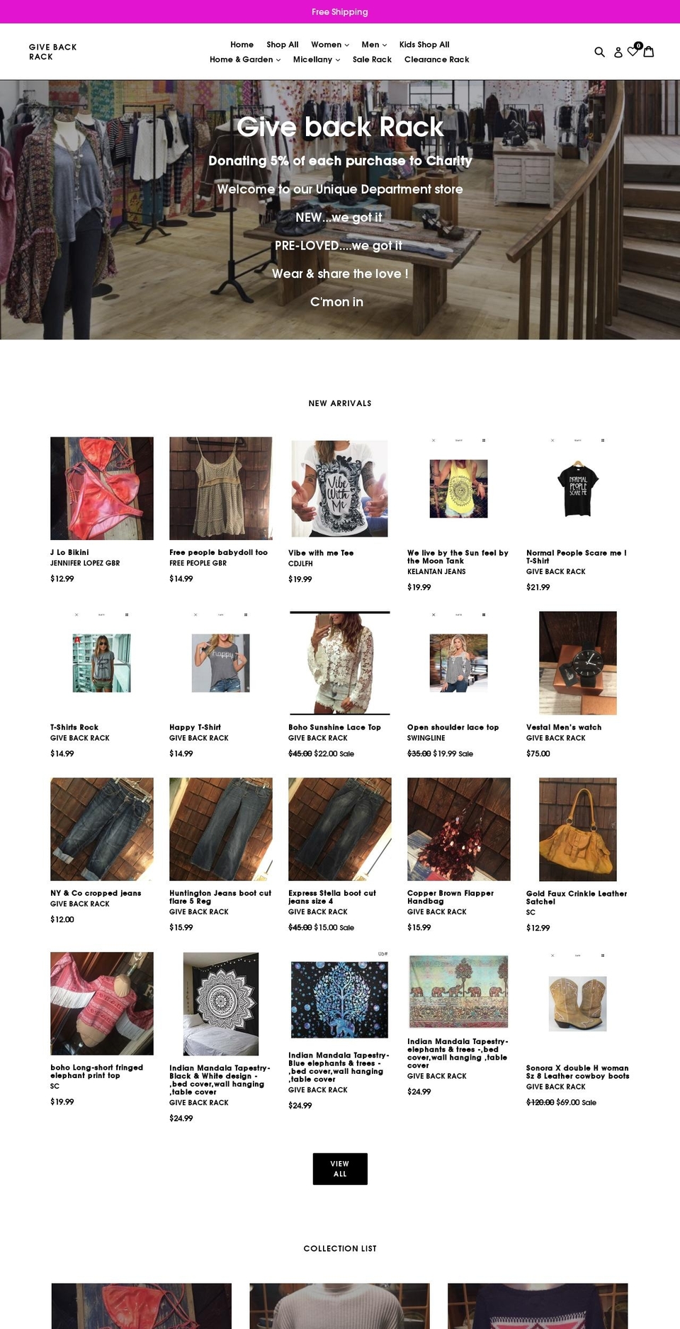 givebackrack.com — Shopify storefront screenshot