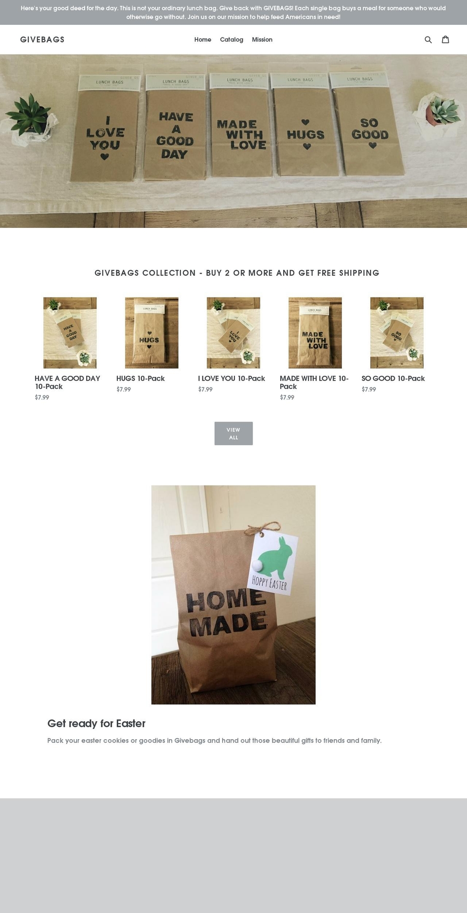 givebags.com shopify website screenshot