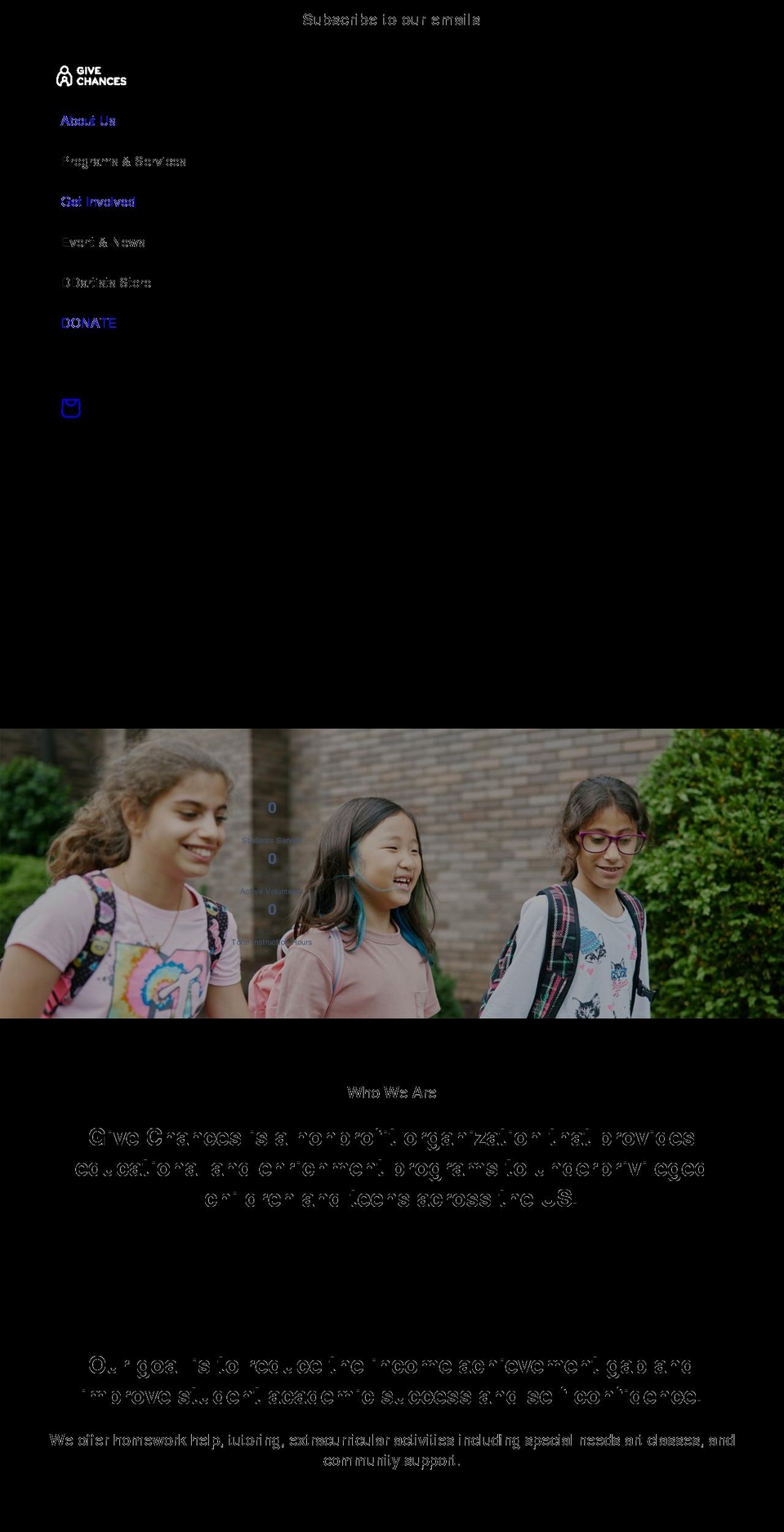 givechances.org shopify website screenshot