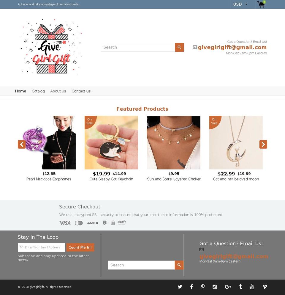 givegirlgift.com — Shopify storefront screenshot