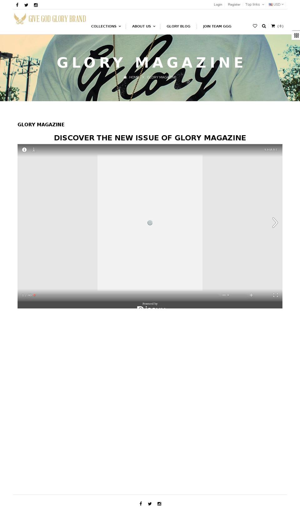 givegodglorymag.com shopify website screenshot