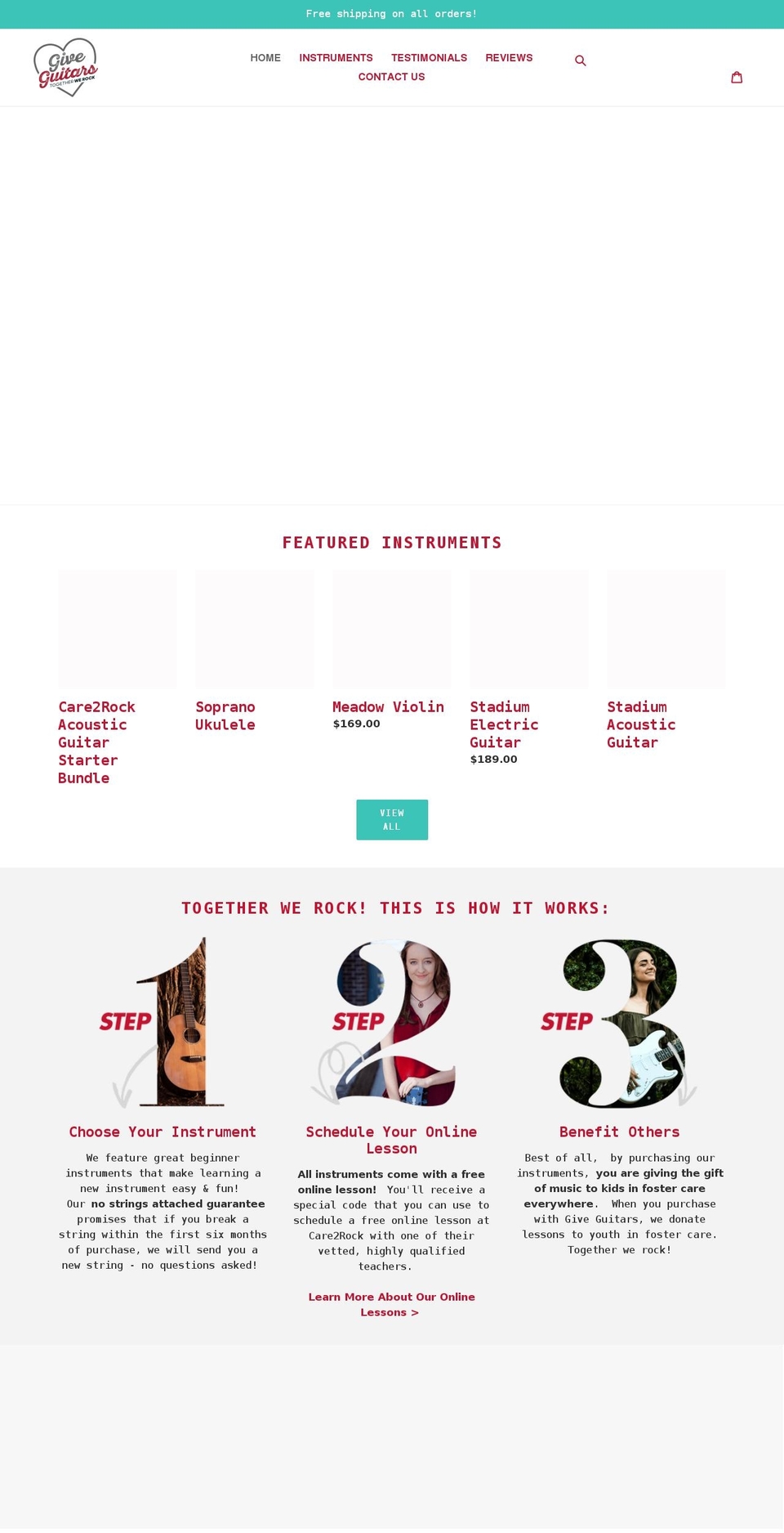 giveguitars.com shopify website screenshot