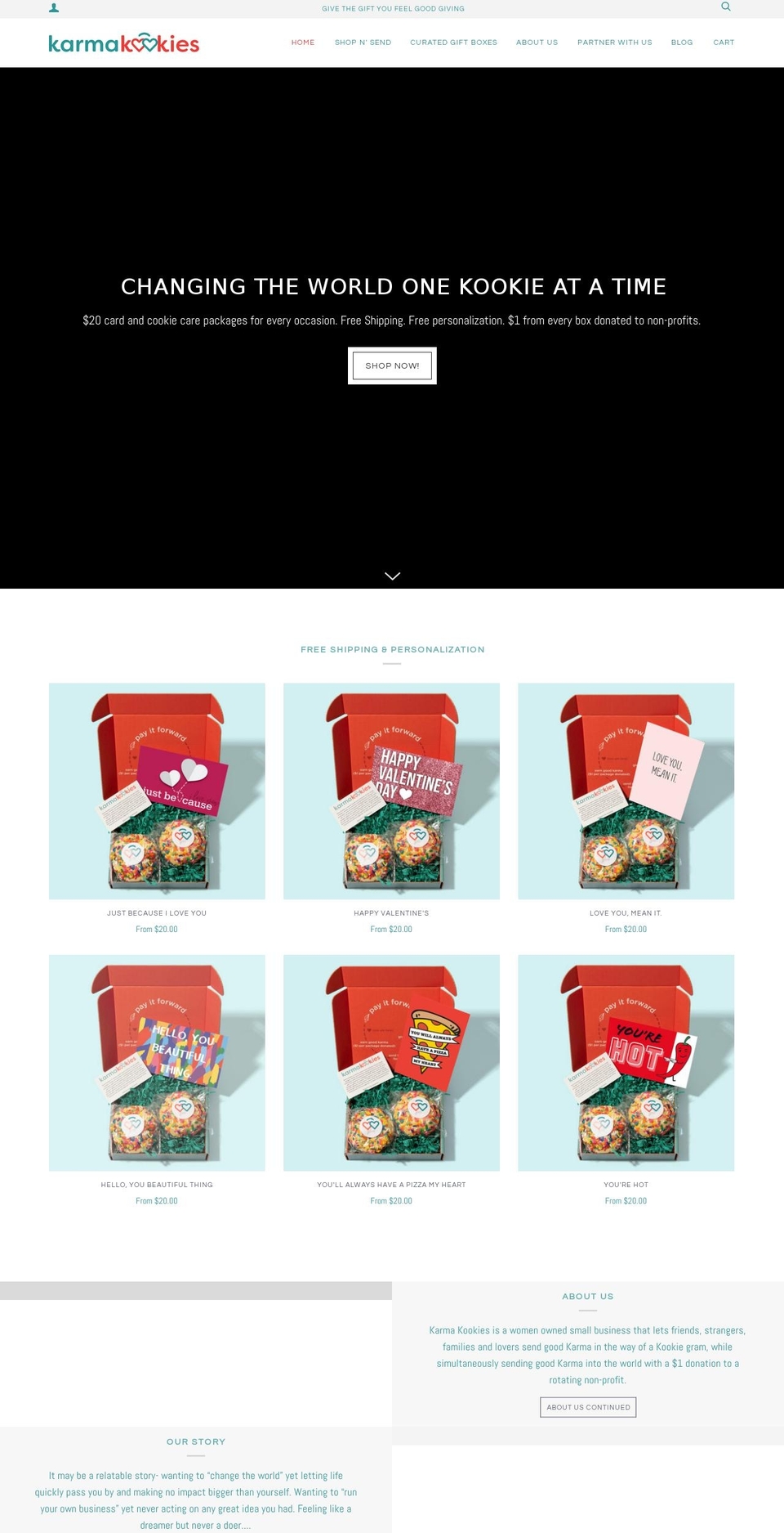 givekarmakookies.com — Shopify storefront screenshot