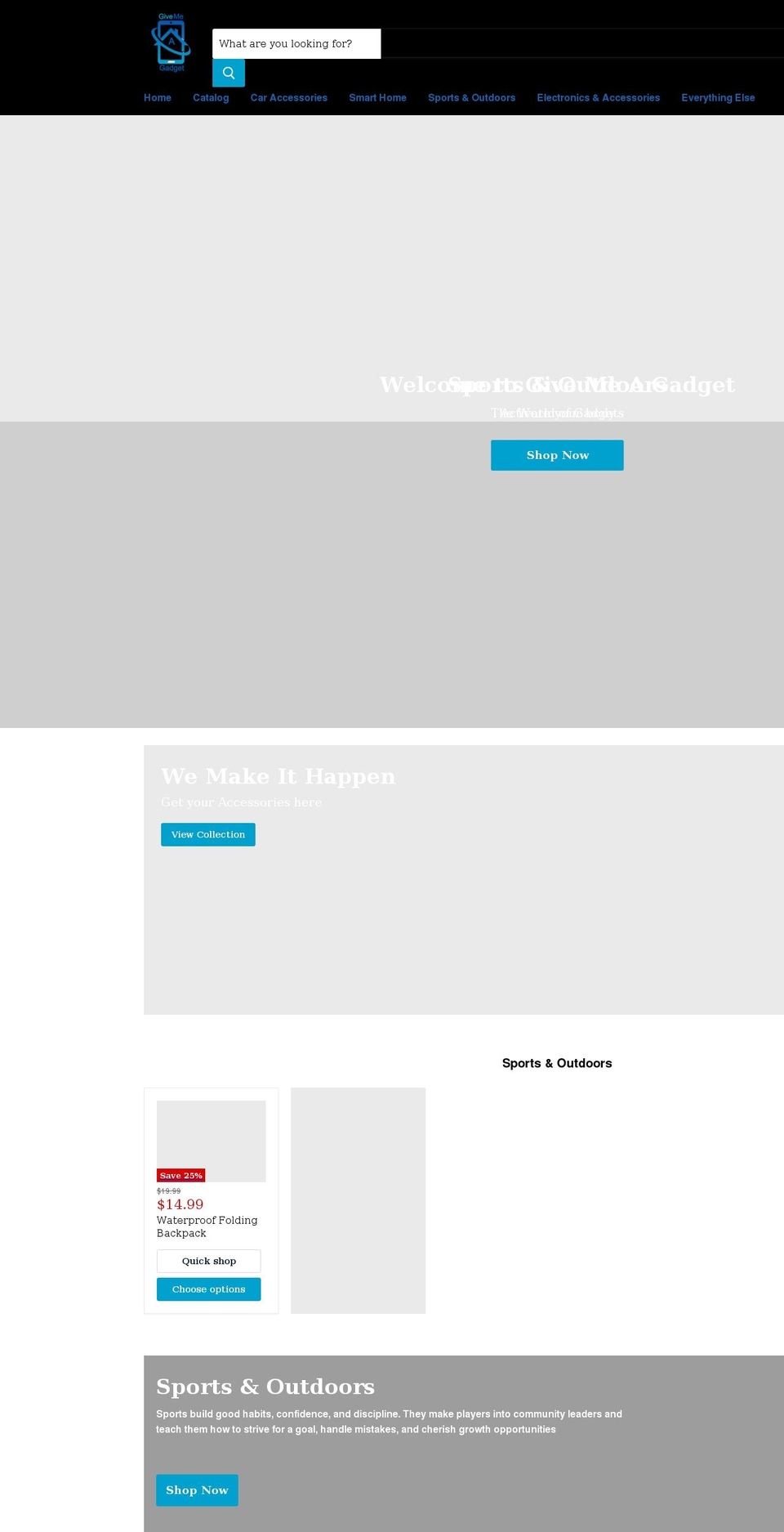 givemeagadget.com shopify website screenshot