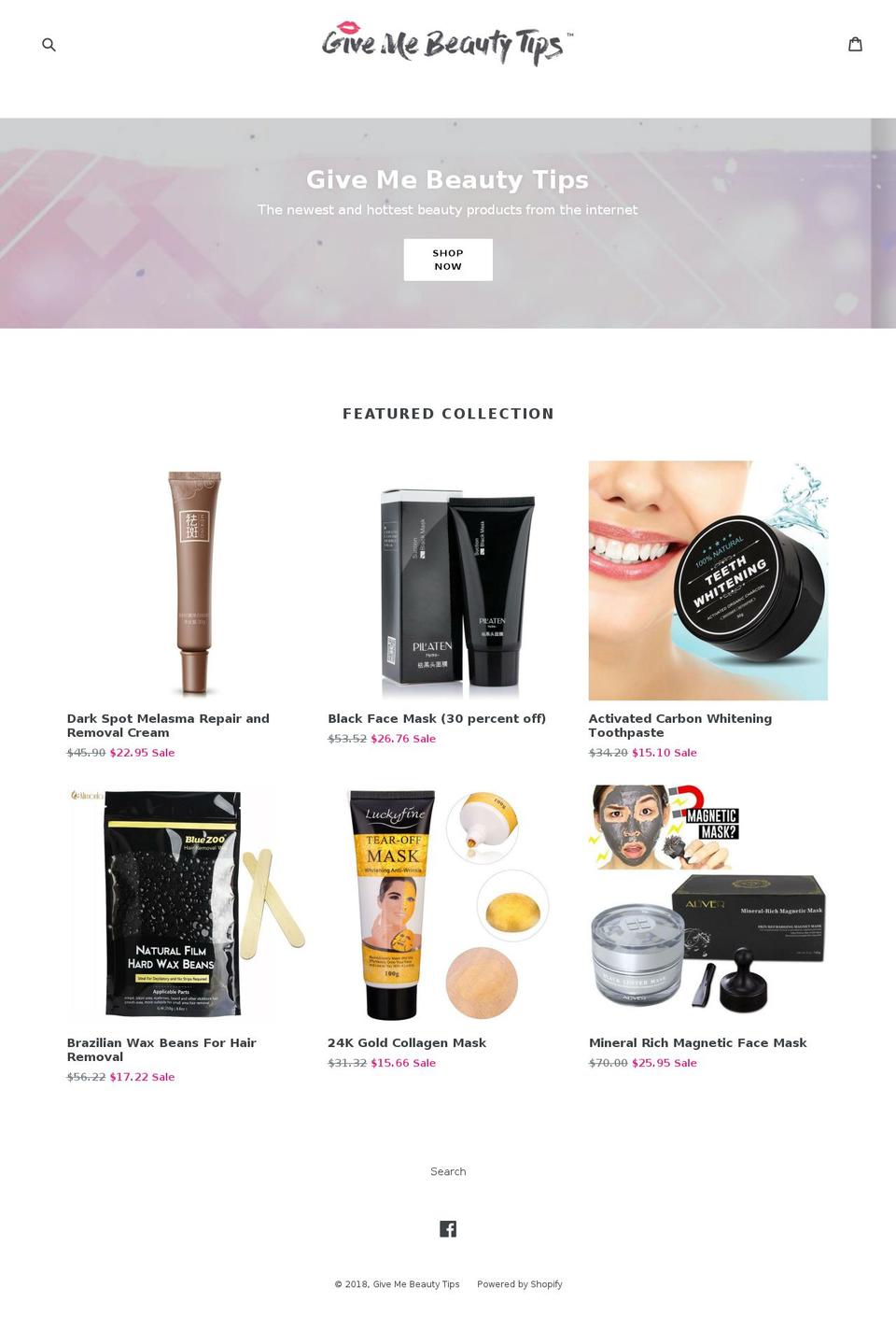 Snow Shopify theme site example givemebeautytips.com