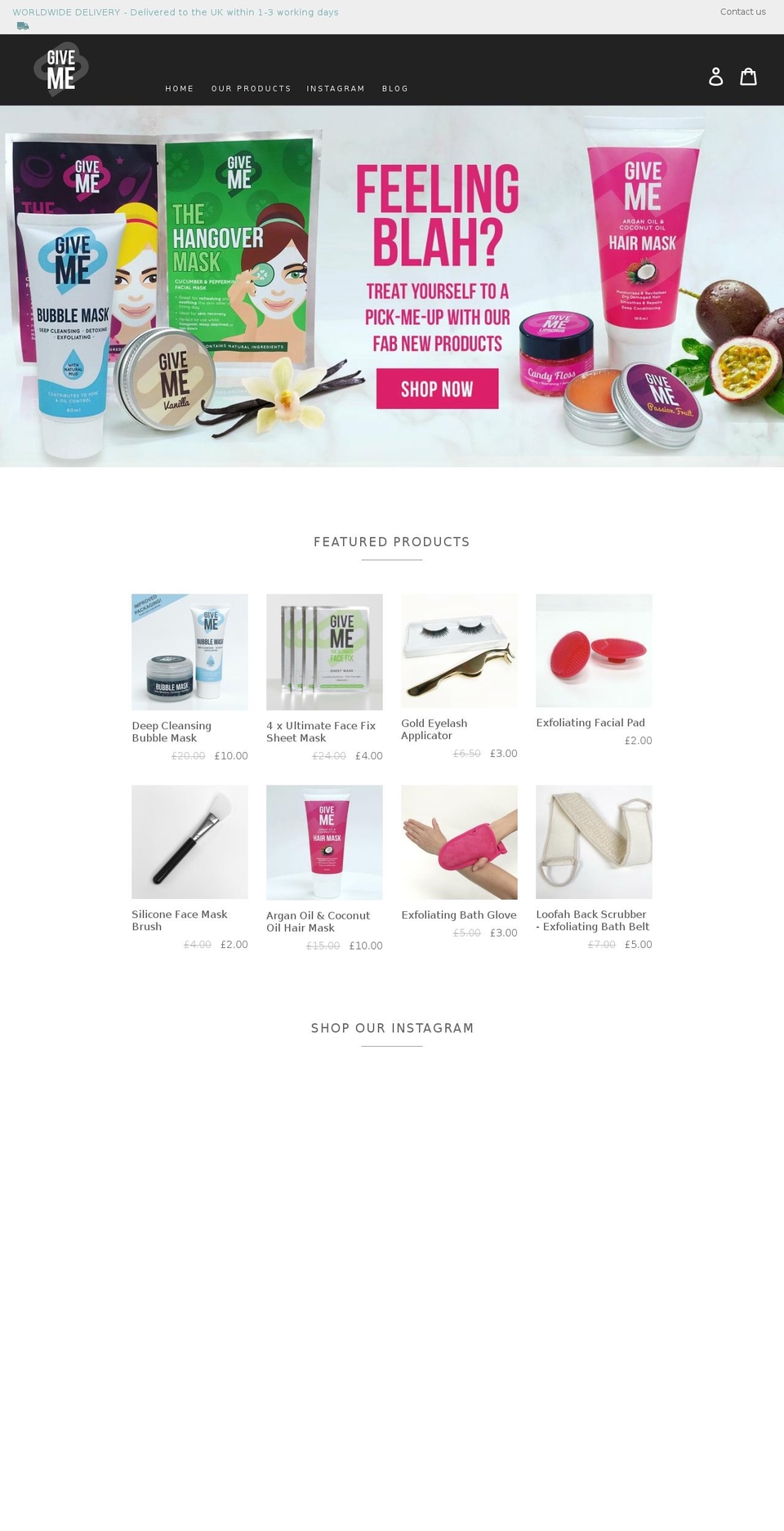 givemecosmetics.com shopify website screenshot