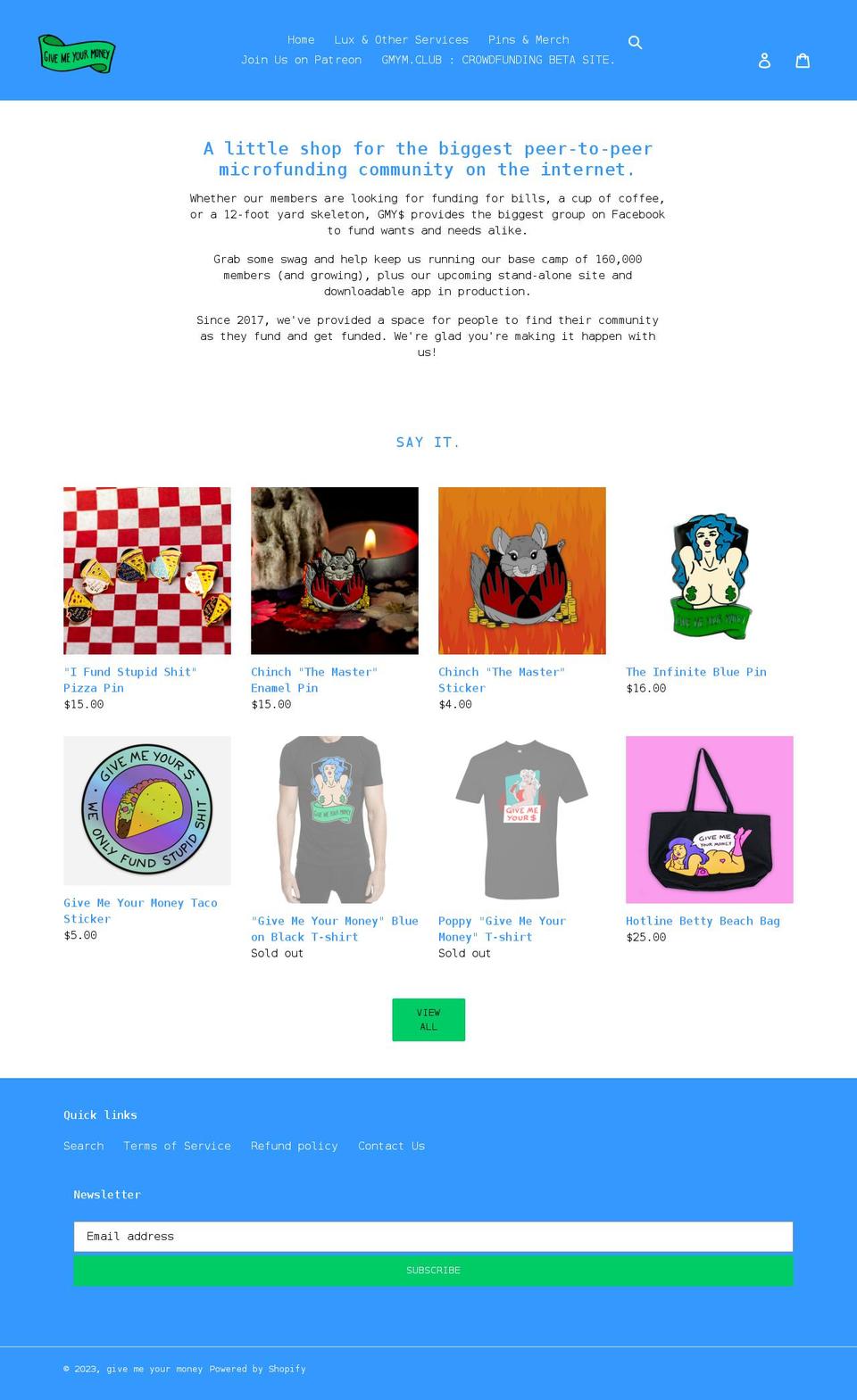 givemeyourmoney.net shopify website screenshot