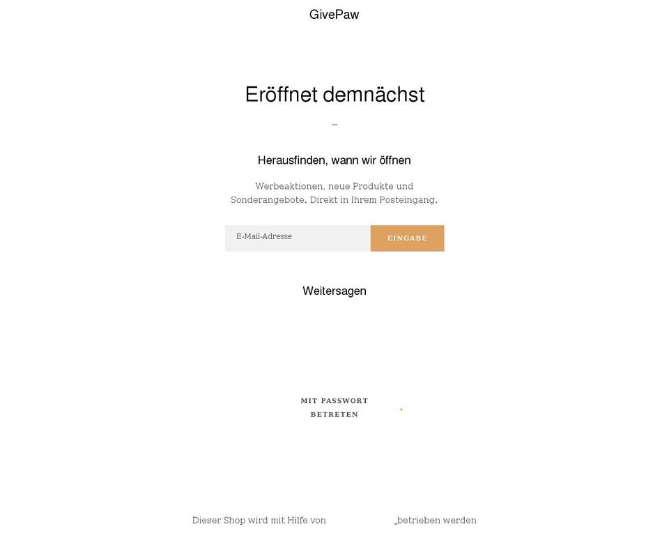 Kopie von Kopie von Narrative Shopify theme site example givepaw.de